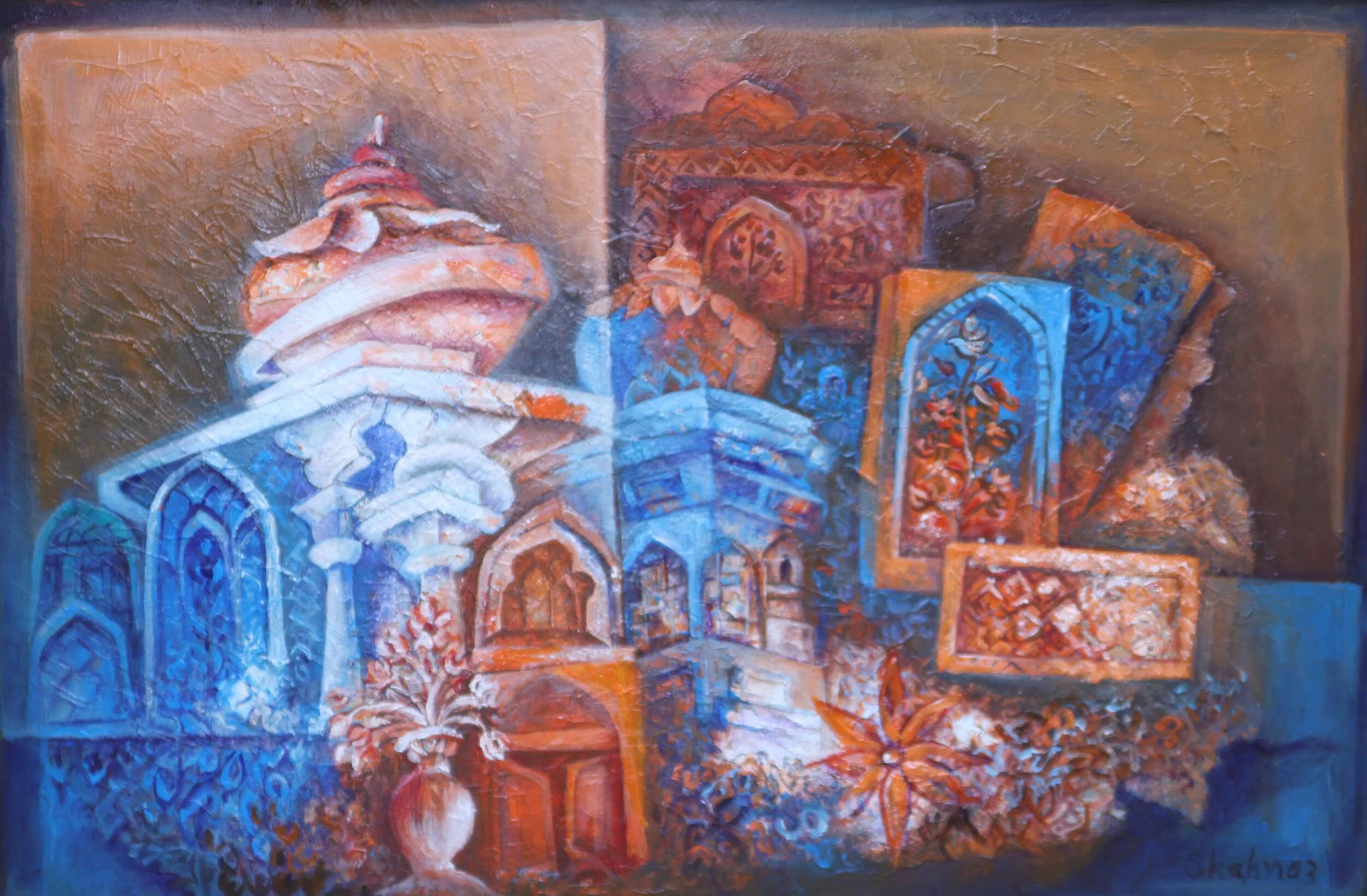 Wazir Khan Mosque - Lahore, Pakistan | Mixed Media on Canvas | 91 x 61 cm | USD 85