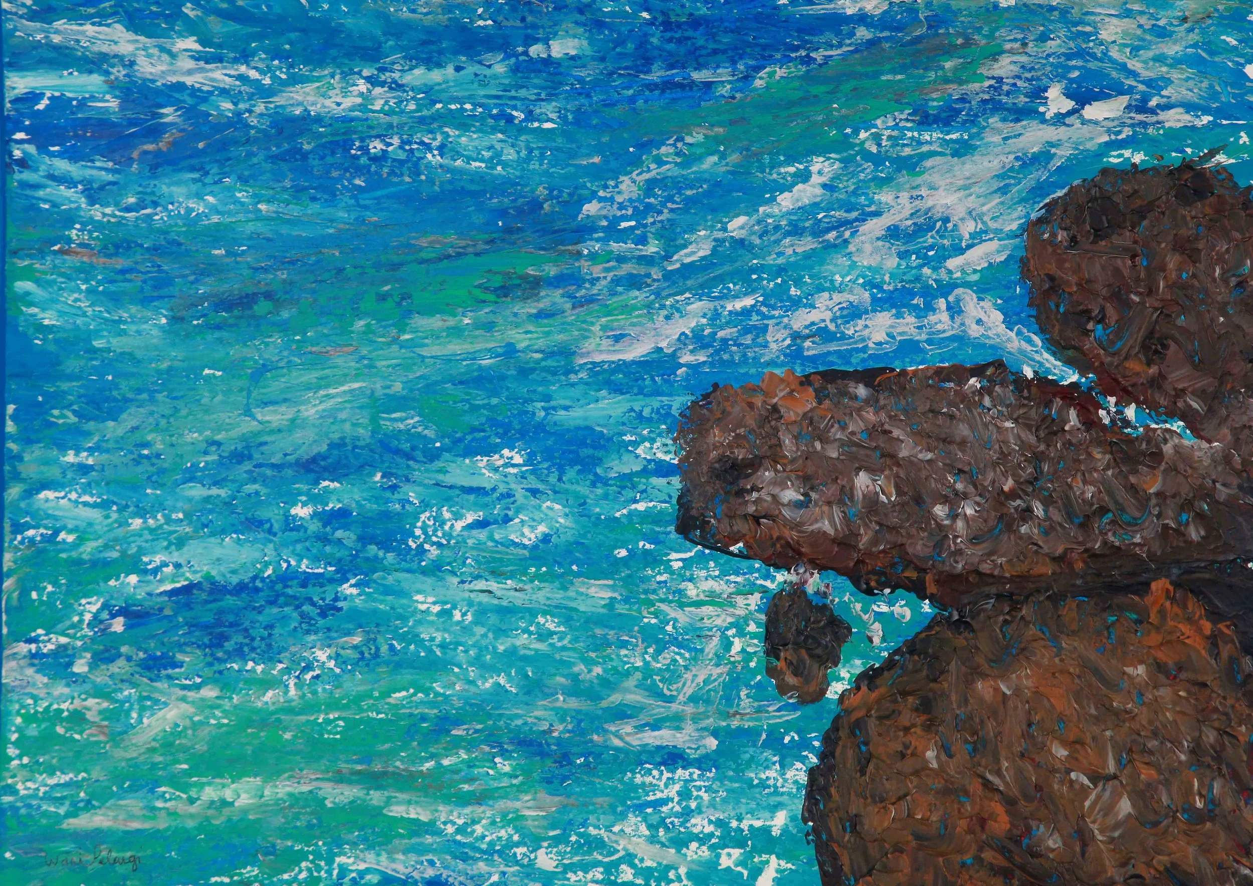 Unique Rock by the Sea | Acrylic on Acrylic Paper | 40 x 30 cm | 770 USD