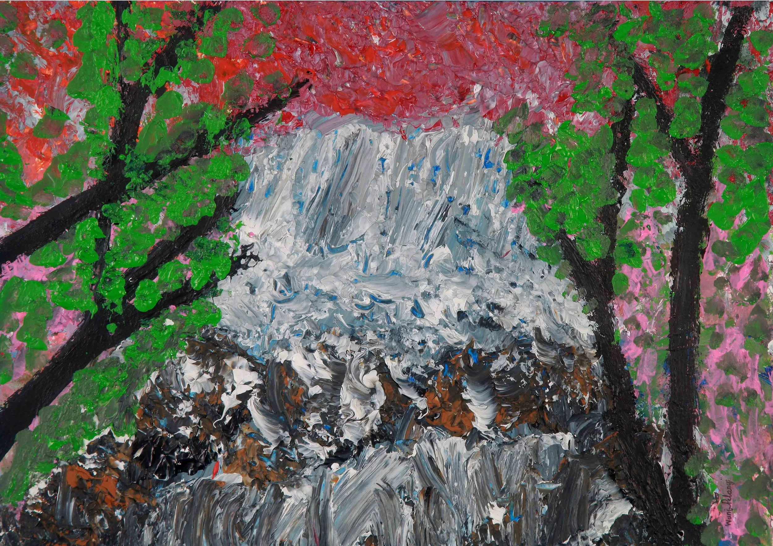 Happy Waterfall | Acrylic on Acrylic Paper | 40 x 30 cm | 850 USD