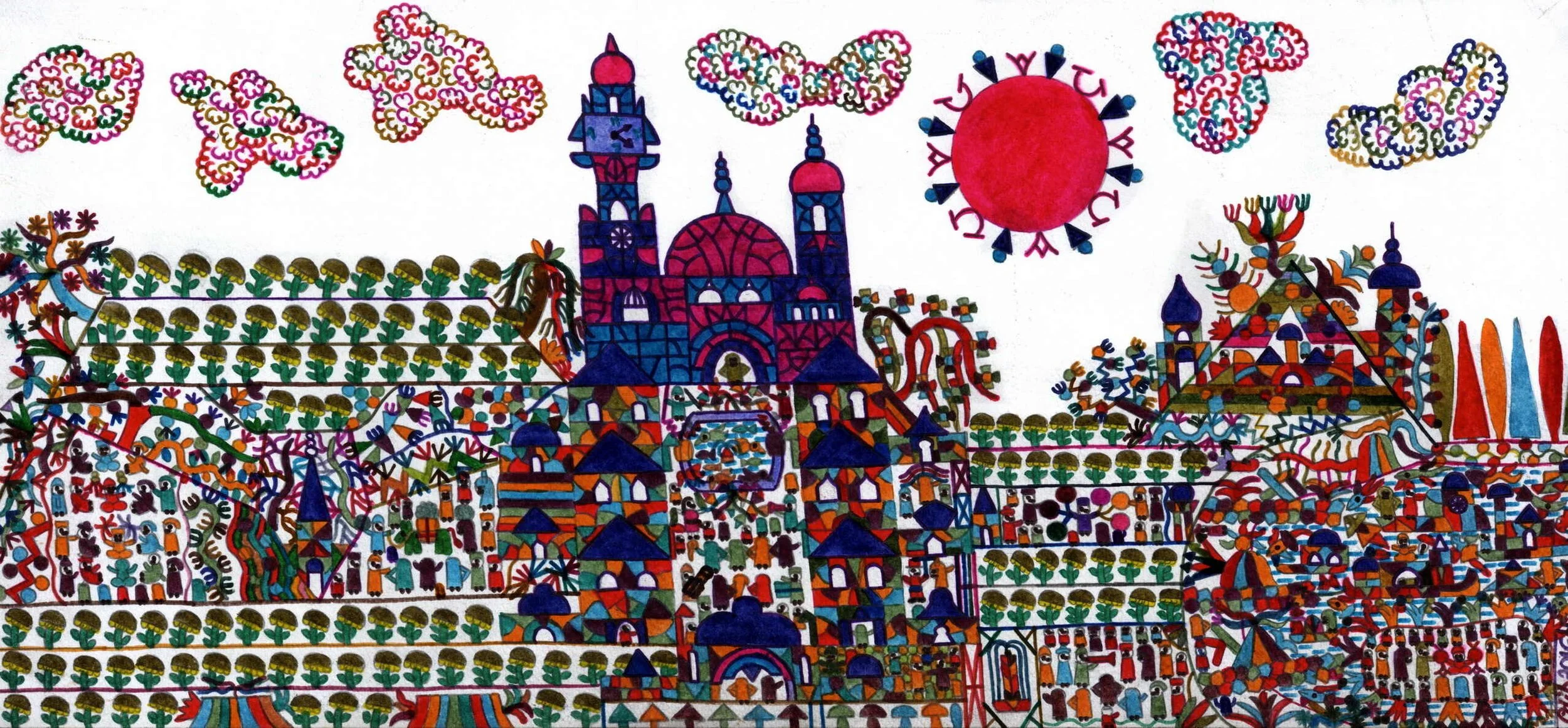 Sun Flowers  
| Acid Free Markers  
| 30 x 55 cm
 