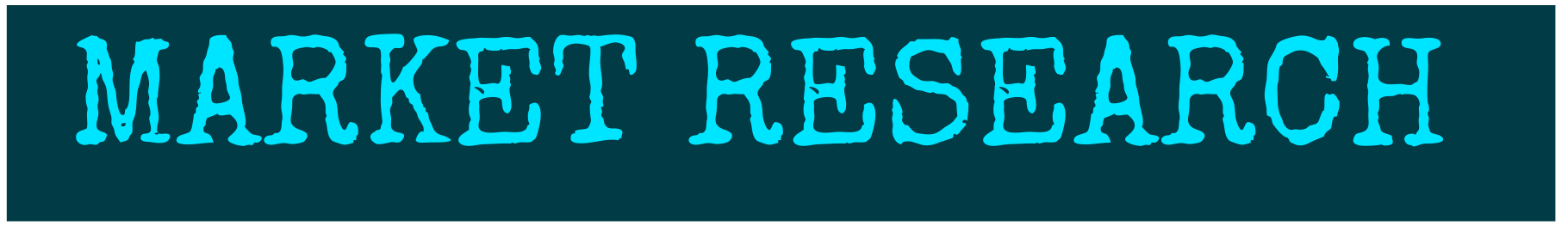 Text reading 'Market Research' in blue on a dark background.