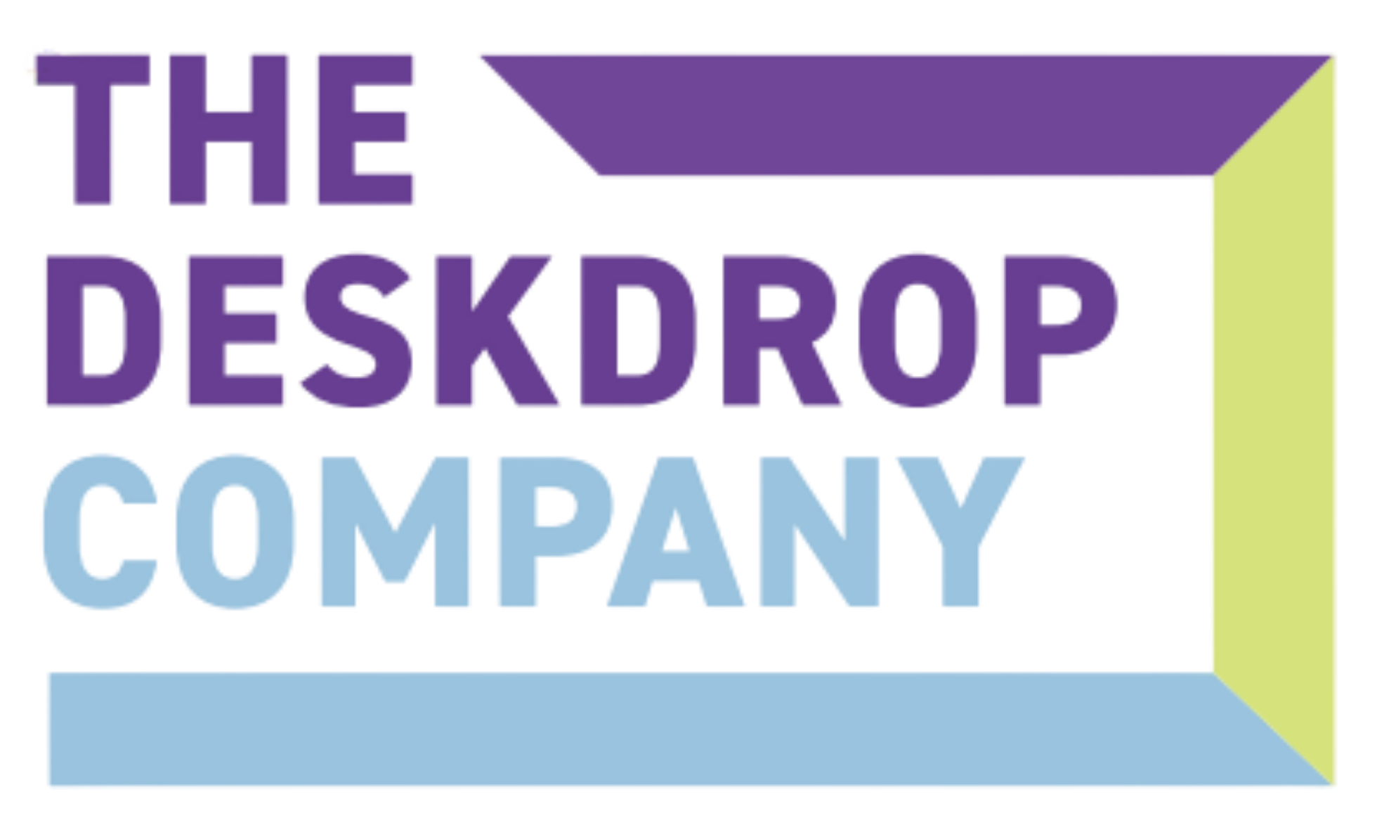 Text reading 'The Desk Drop Company' with colorful design and 3D effect.
