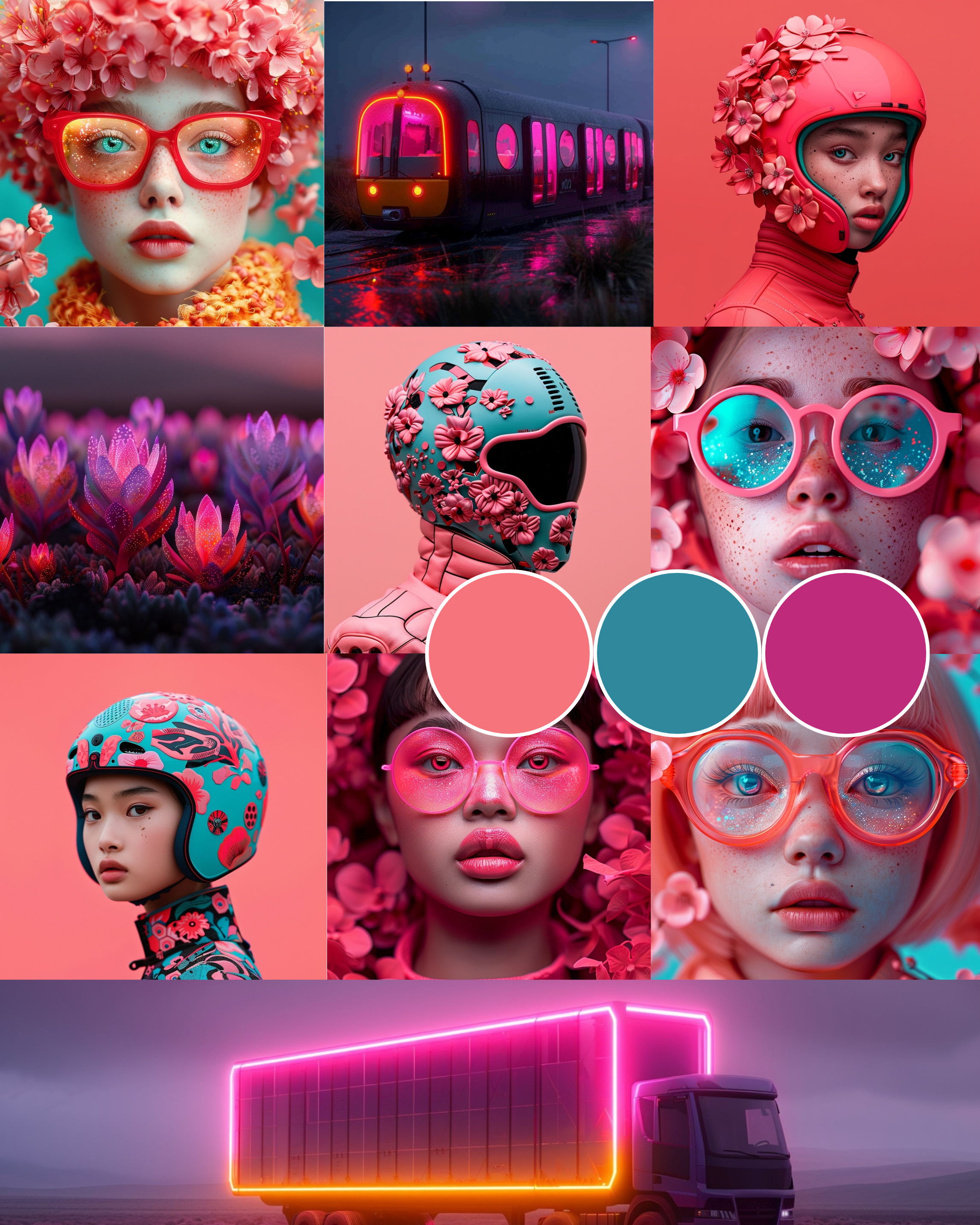 Neon Bloom Visual Pack (10 AI Images + Colour Palette)