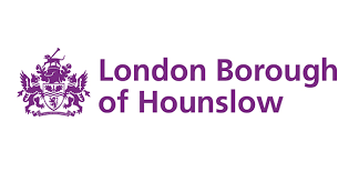 Logo of the London Borough of Hounslow with a purple crest and text