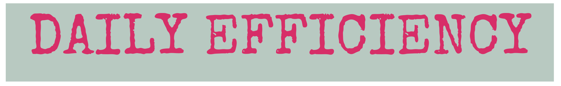 Text reading "DAILY EFFICIENCY" in large pink letters on a light green background.