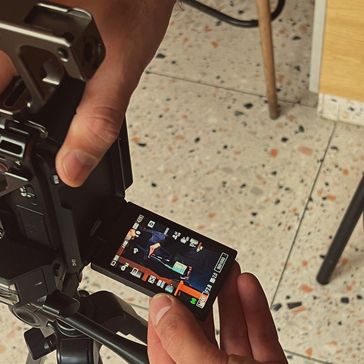 Camera monitor during a GIGI Marketing content shoot