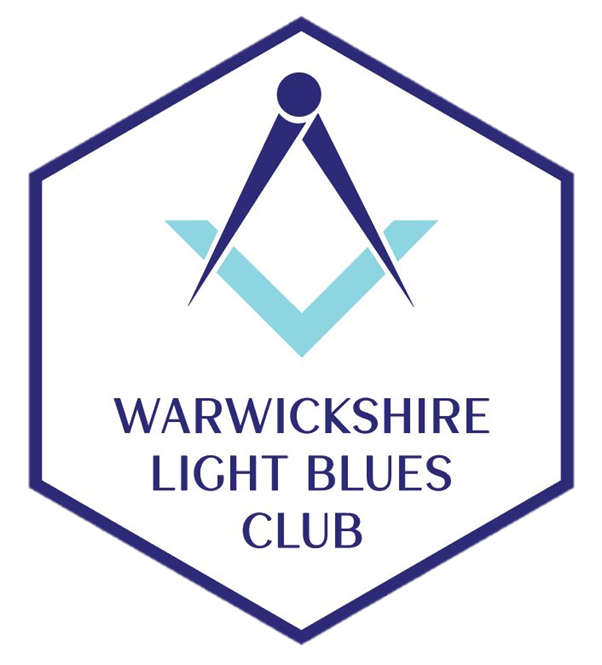 Logo of Warwickshire Light Blues Club featuring a drafting compass and a checkmark, with text underneath saying 'Warwickshire Light Blues Club'.