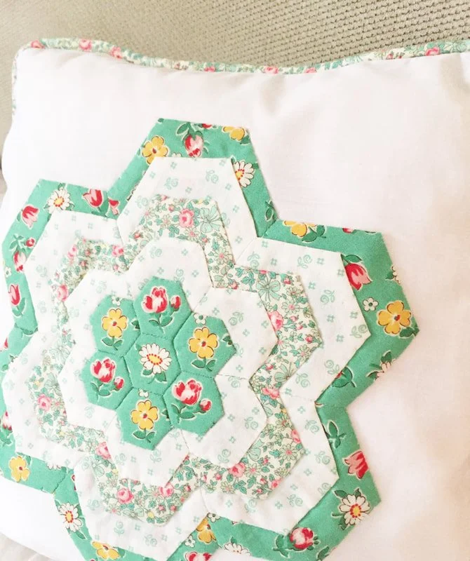 Layered Hexagon Flower Cushion