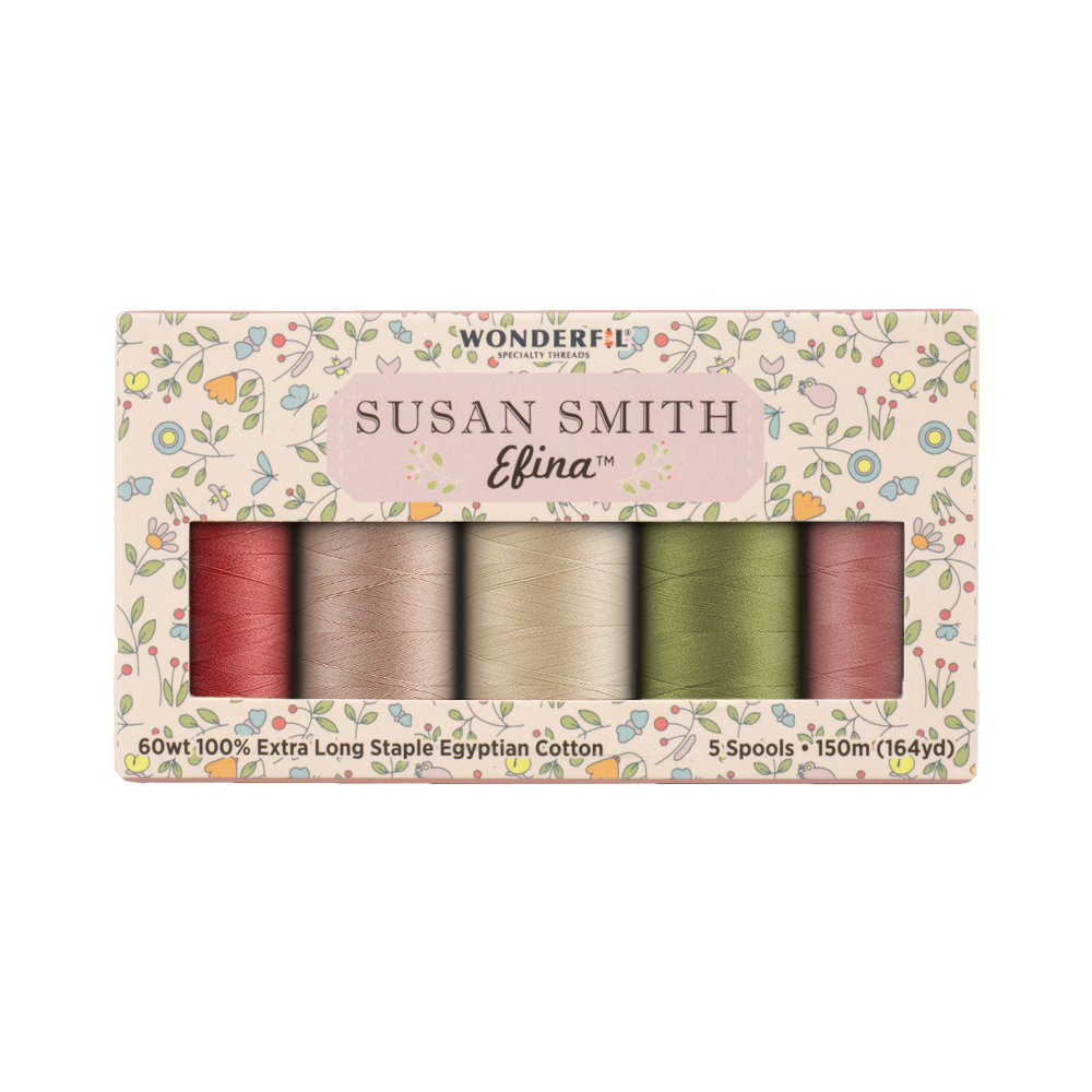 Wonderfil Efina Thread Pack - Strawberries and Cream- 5 Spools of 60wt Cotton Thread