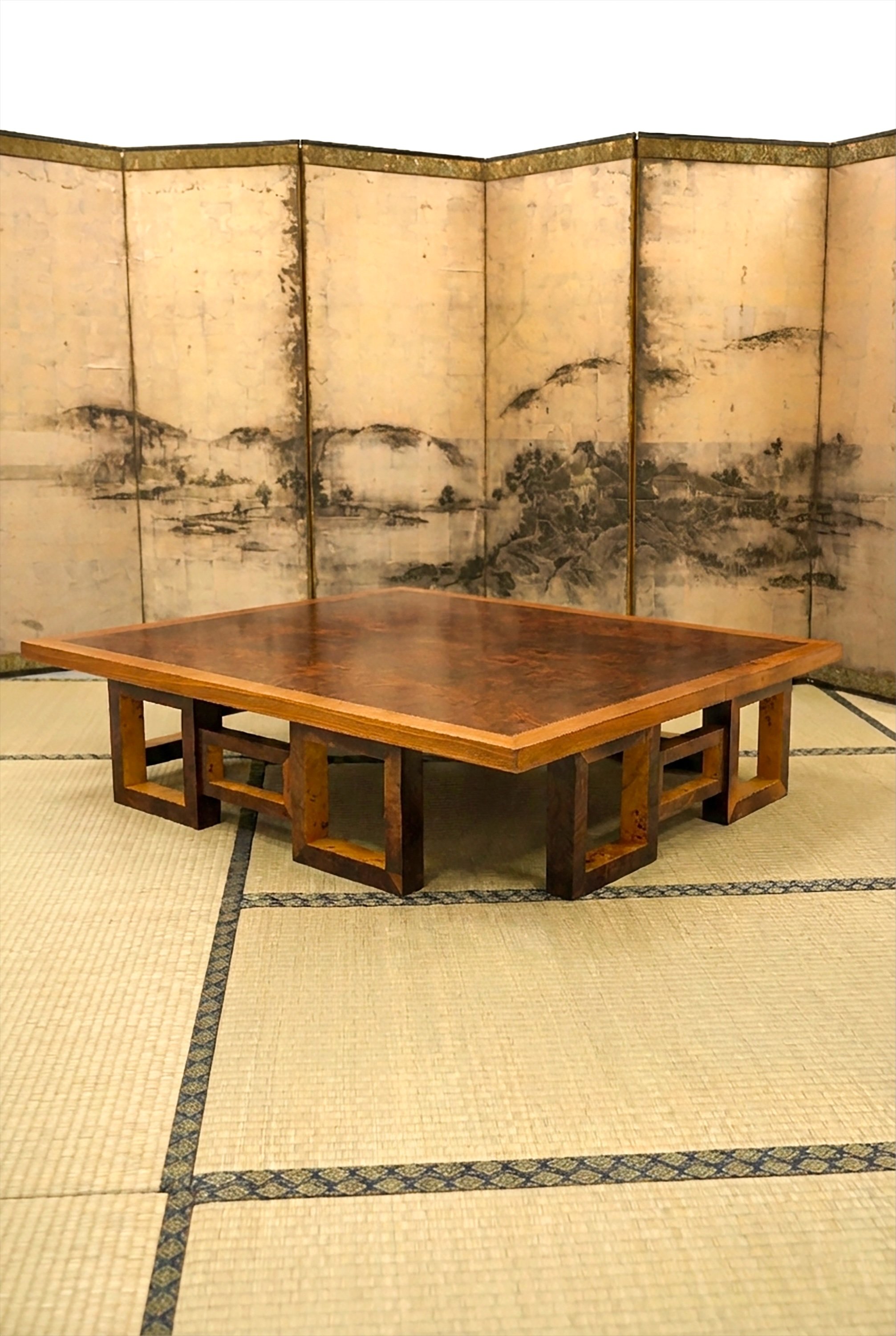 A walnut burr wood coffee table