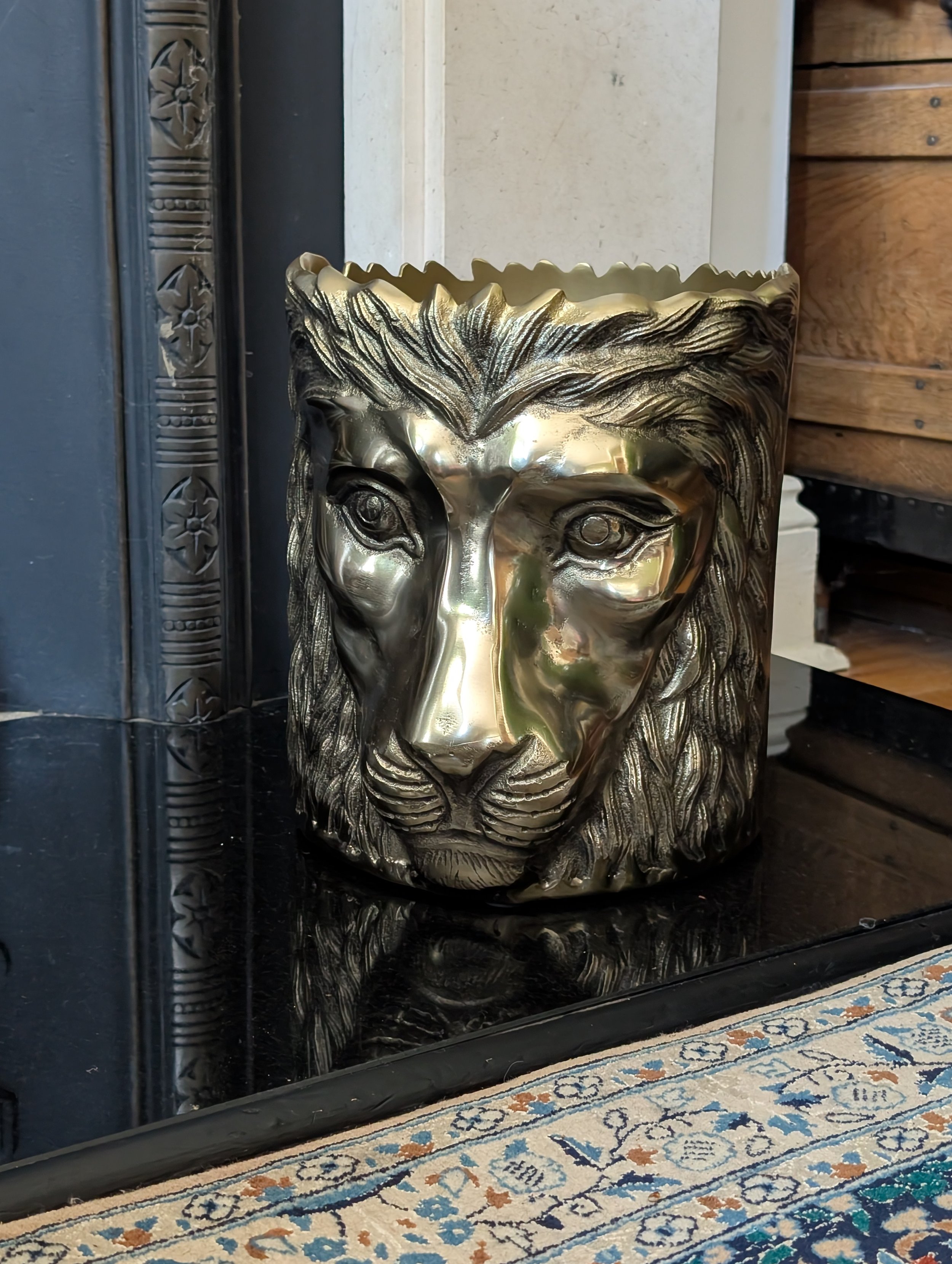 A brass 'Lion' ice bucket