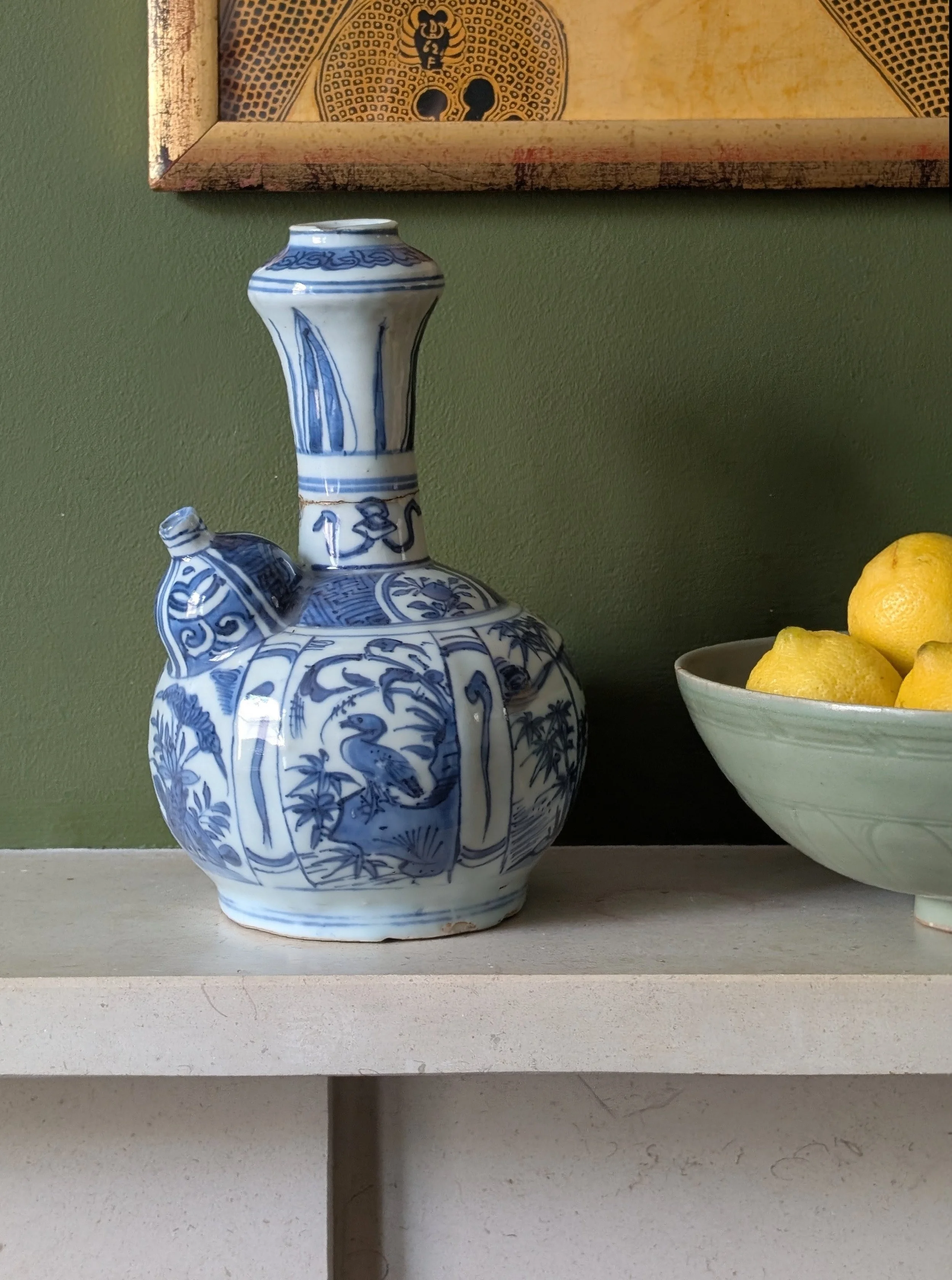 A Chinese blue and white kendi