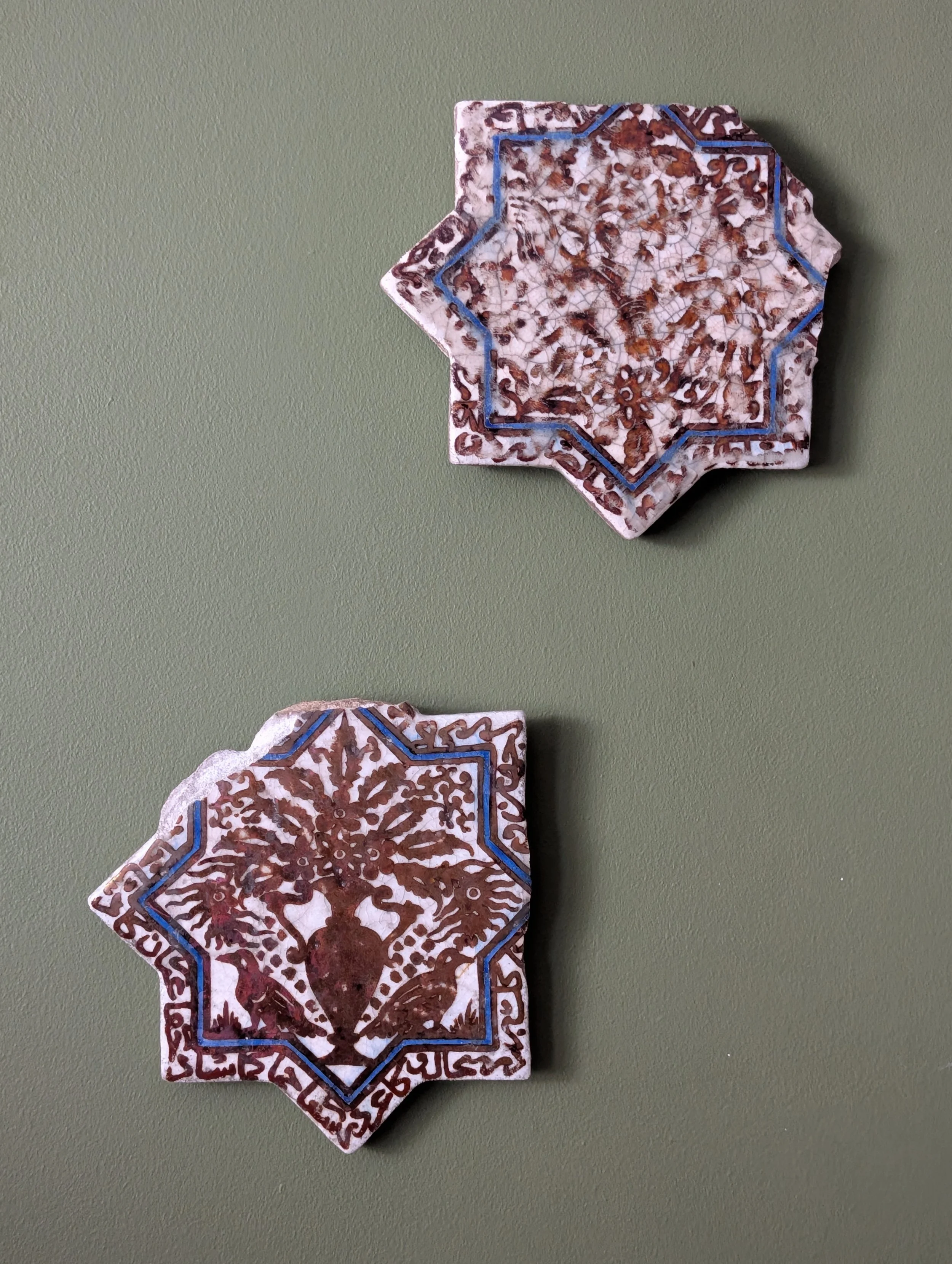 A pair of Ilkhanid-revival Iranian tiles