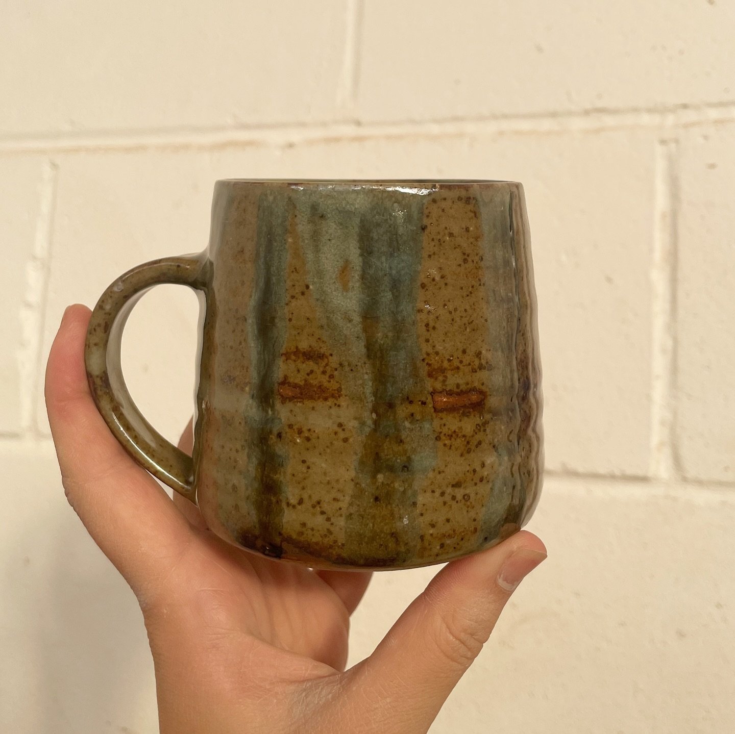 Stripey babes
Was away for a week so couldn&rsquo;t see these in real life till today, same glaze but one in third pic is a lighter clay body! Really love the shade of green the light clay makes that glaze go, will deffo be repeating :) 
Last pic is 