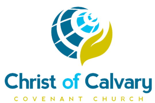 Logo of Christ of Calvary Covenant Church featuring a stylized globe and a leaf.