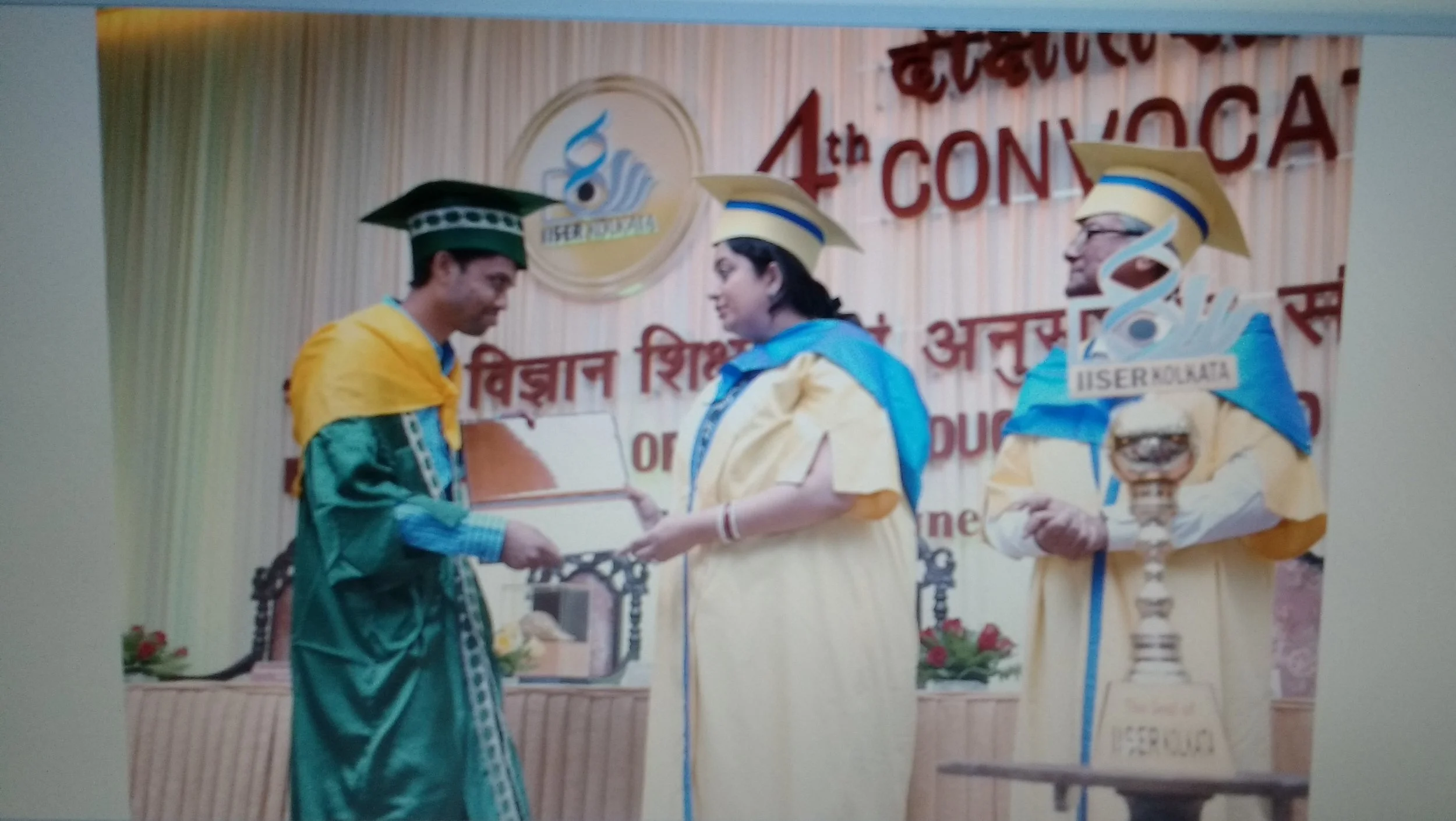 PhD Convocation, Degree awarded by Smriti Zubin Irani, Minister of Human Resource Development, India, in the presence of Prof. Rabindranath Mukherjee, Director of IISER Kolkata