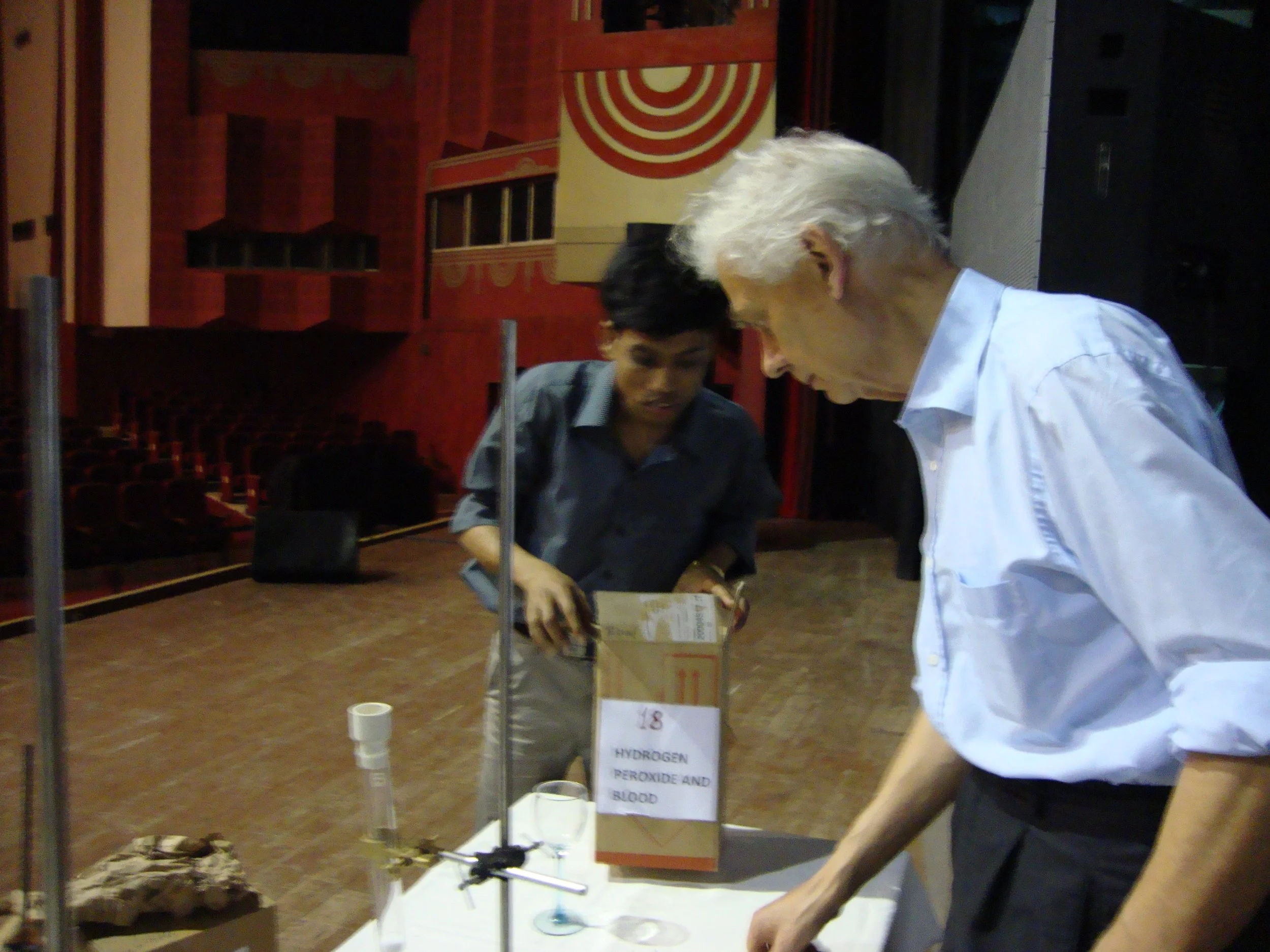 Samaresh Chandra Sau and Prof. Herbert W. Roesky, arranging the equipment and chemicals before the event.