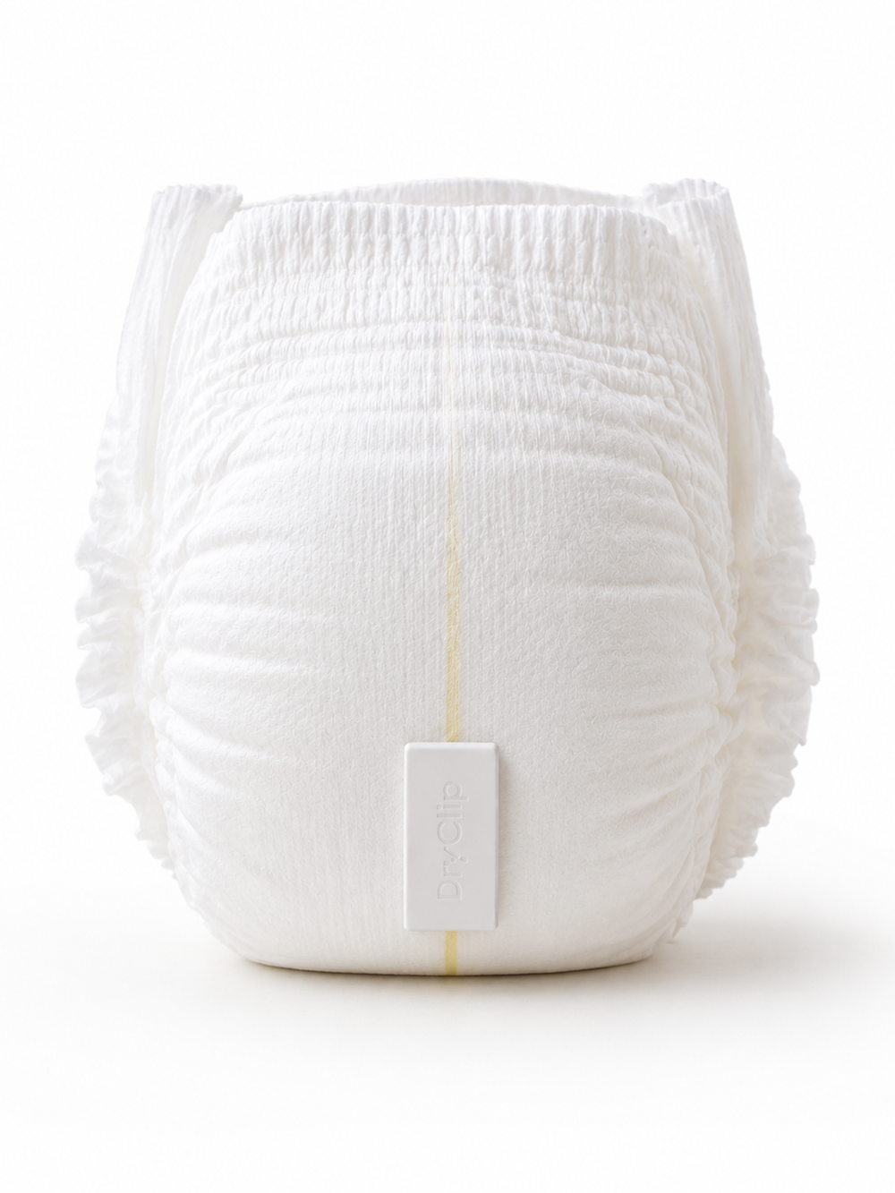 DryClip attached externally to the lower front of a diaper