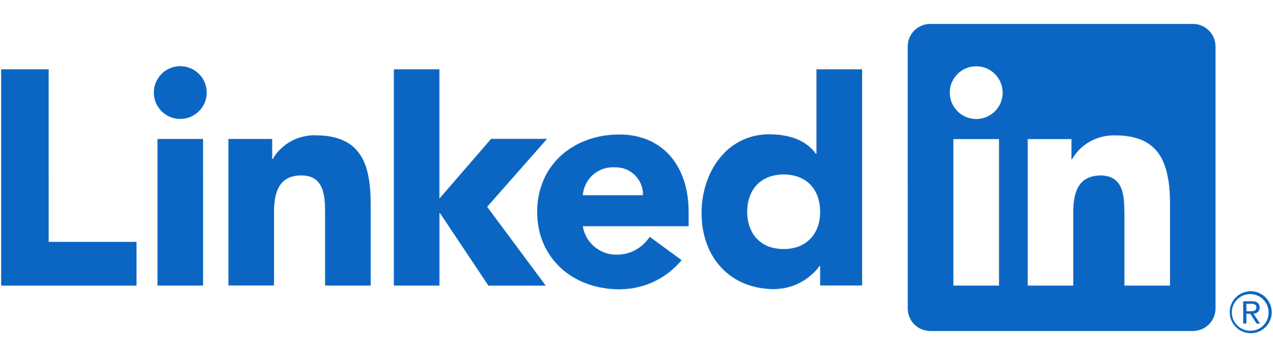 Das Logo der Plattform LinkedIn, bestehend aus dem blauen Wort 'LinkedIn' mit einem stilisierten blauen Quadrat um den letzten Buchstaben 'd'.