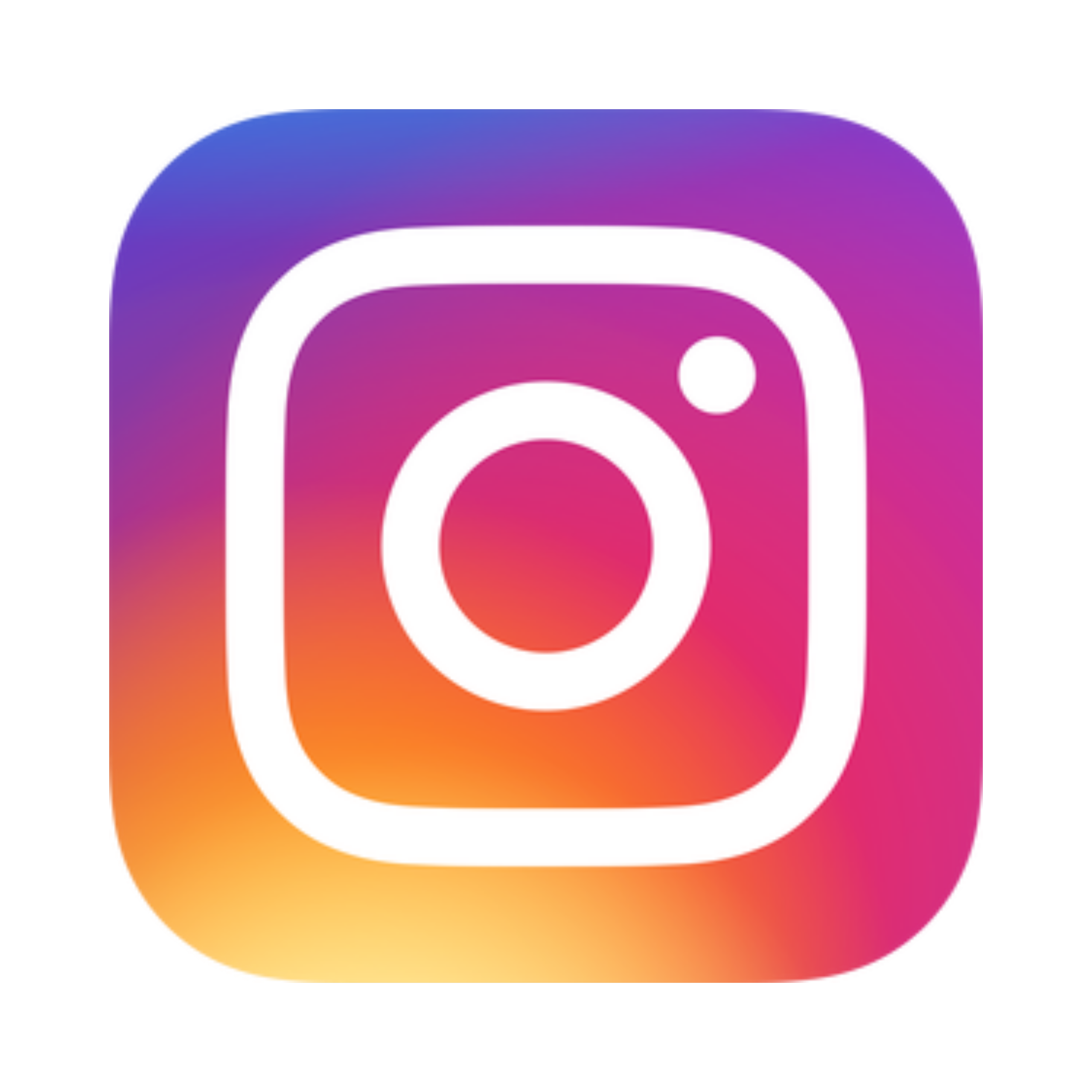 Instagram-Logo mit Farbverlauf von Lila zu Orange auf schwarzem Hintergrund.