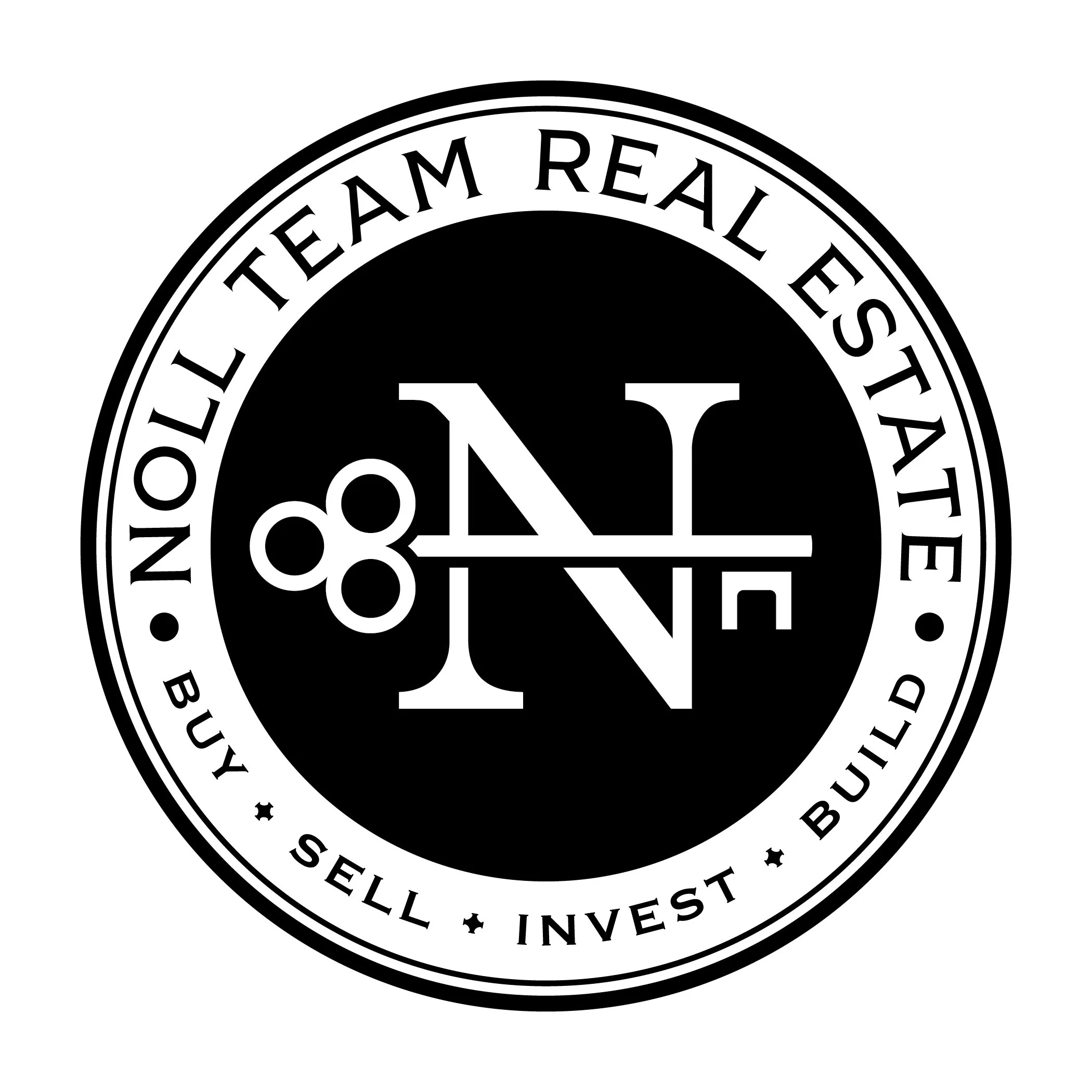 Black and white circular logo with text "NOL" crossed out in the center, surrounded by the words "Total Team Real Estate" and the phrases "Buy," "Sell," "Invest," and "Build".