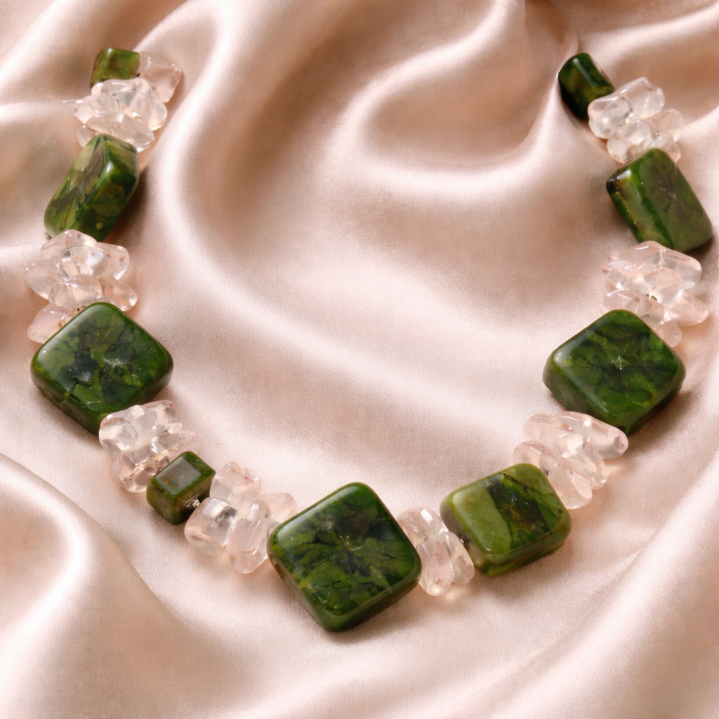 Rocky Serpentine Rose Necklace