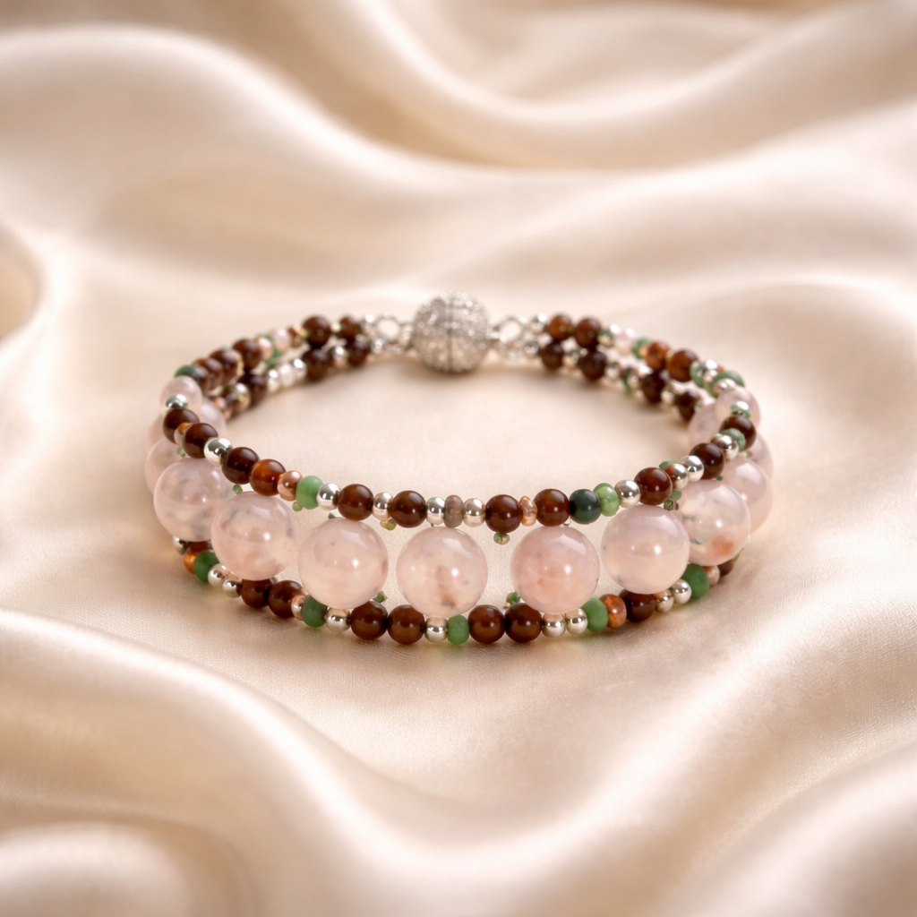 Merry Garnet Rose Quartz Bracelet