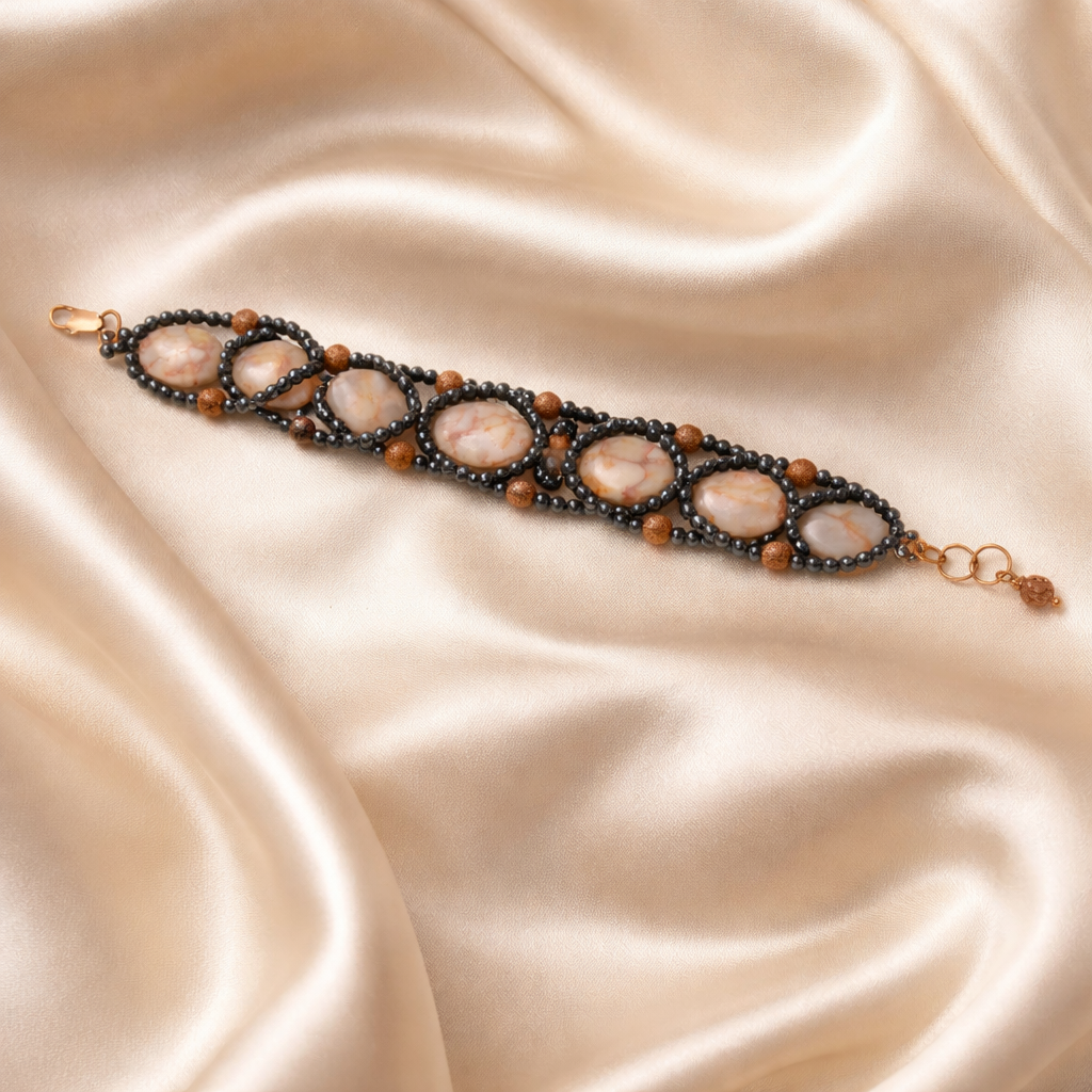 Redline Marble Braid Hem Bracelet
