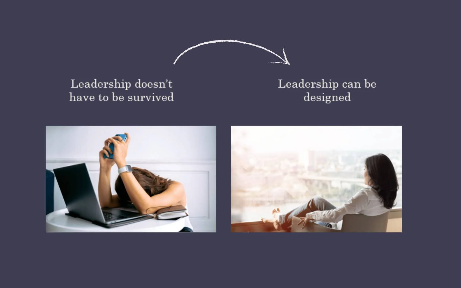 Visual representing weight of leadership without design vs. that with design