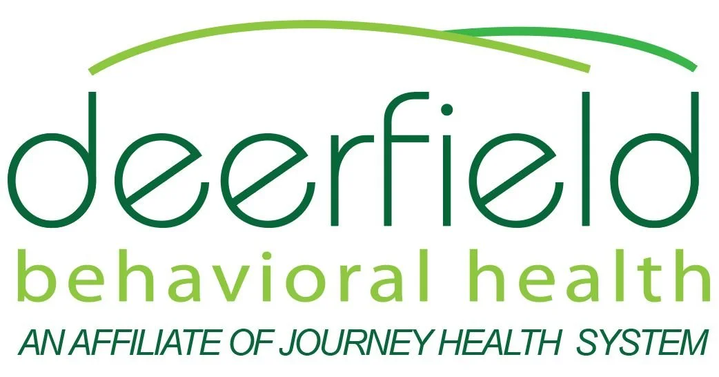 Logo for Deerfield Behavioral Health, an affiliate of Journey Health System, with green text and curved lines above and below.
