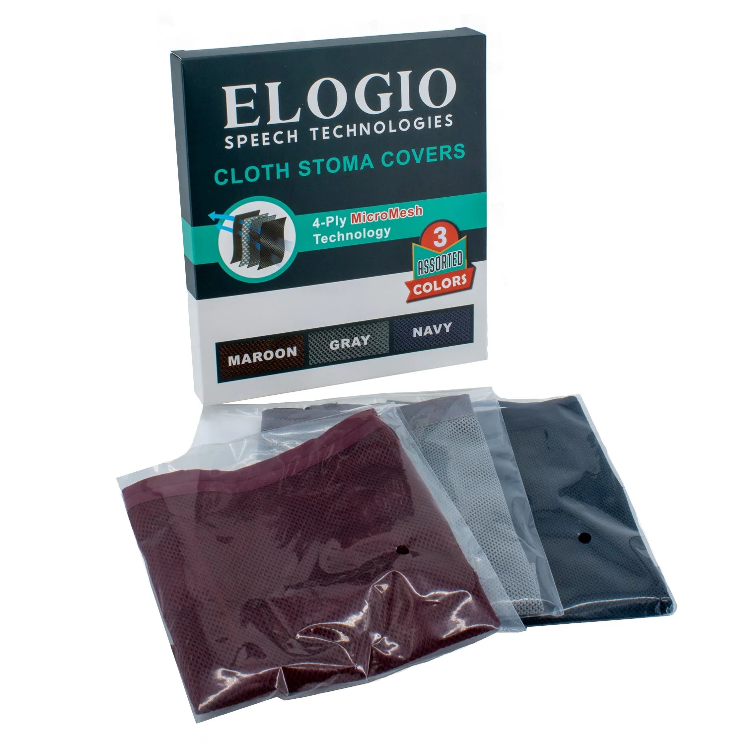 Cloth stoma covers three pack in maroon, gray, and navy
