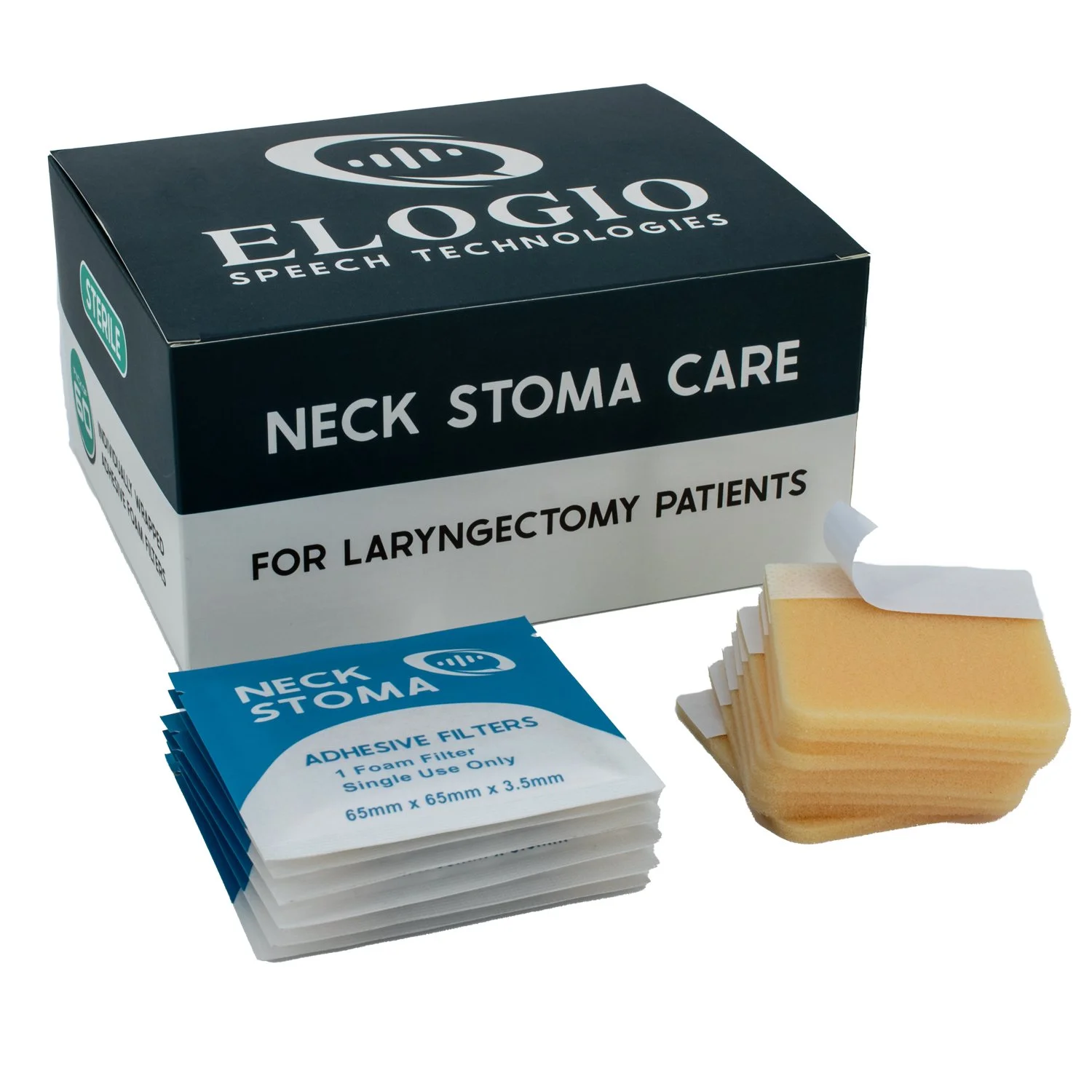 Neck stoma filters and adhesive pads for laryngectomy care