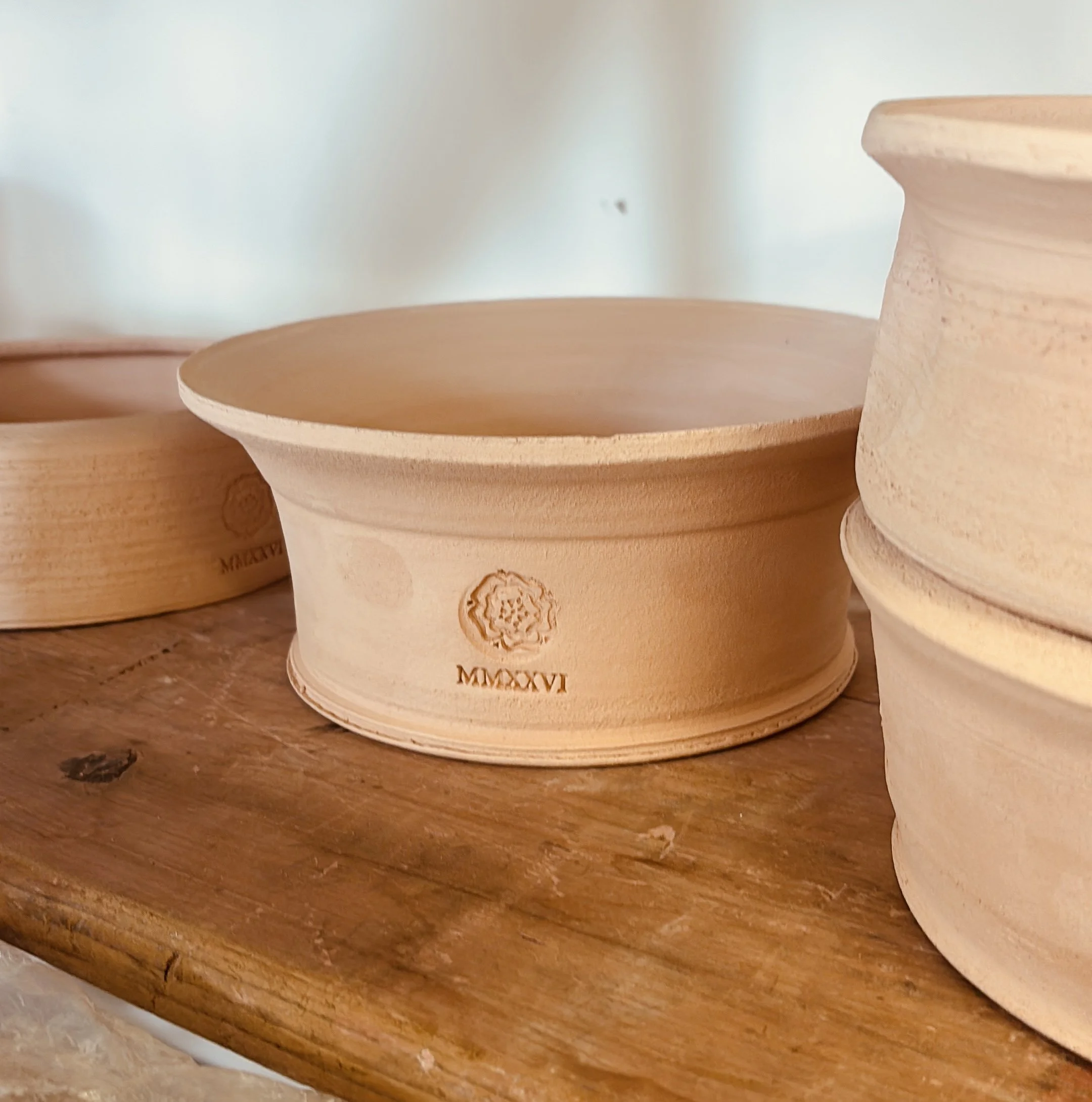 Unglazed stoneware bowl for London restaurant handmade by luxury pottery workshop FOUND