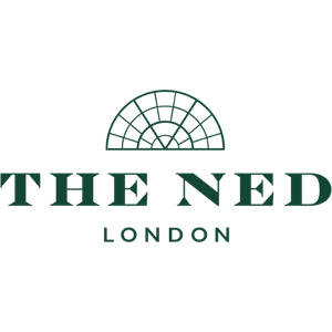 Logo for The Ned London featuring a stylized green semicircular window and the text 'THE NED LONDON' below.
