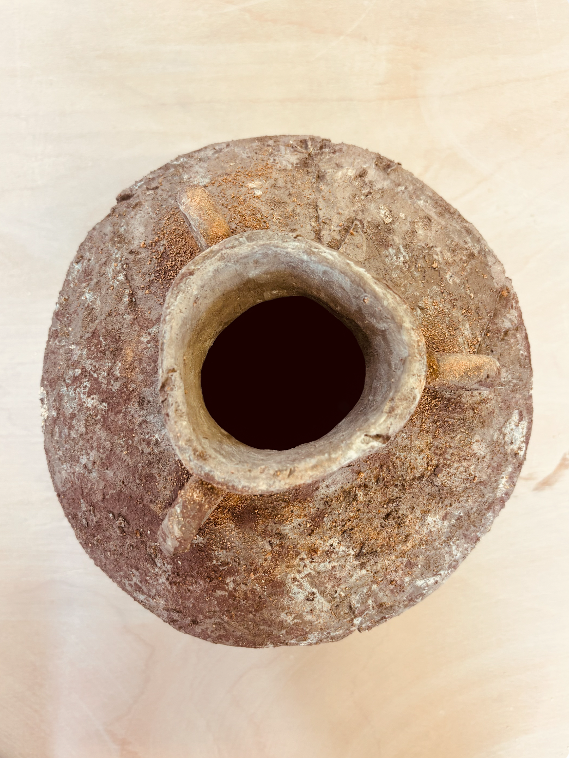 Bespoke ceramics made for British interior designer, image shows a handmade stoneware decorative vase with texture decoration