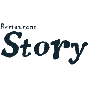 Text reading 'Restaurant Story' in blue with a dark gradient background.