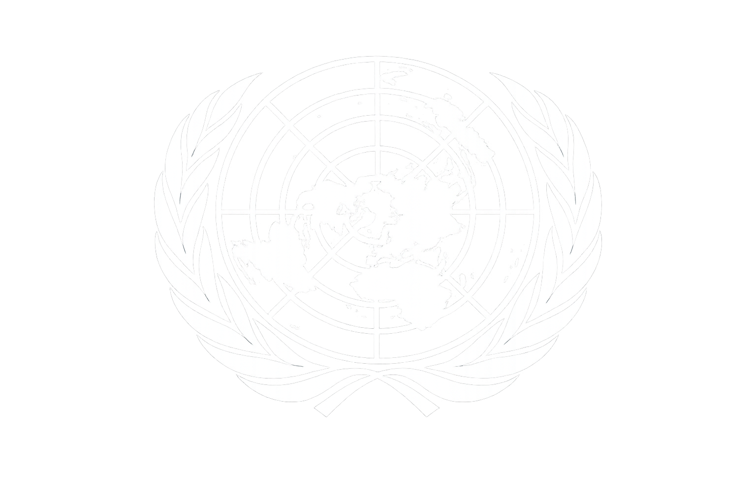 The United Nations emblem with a world map surrounded by olive branches.