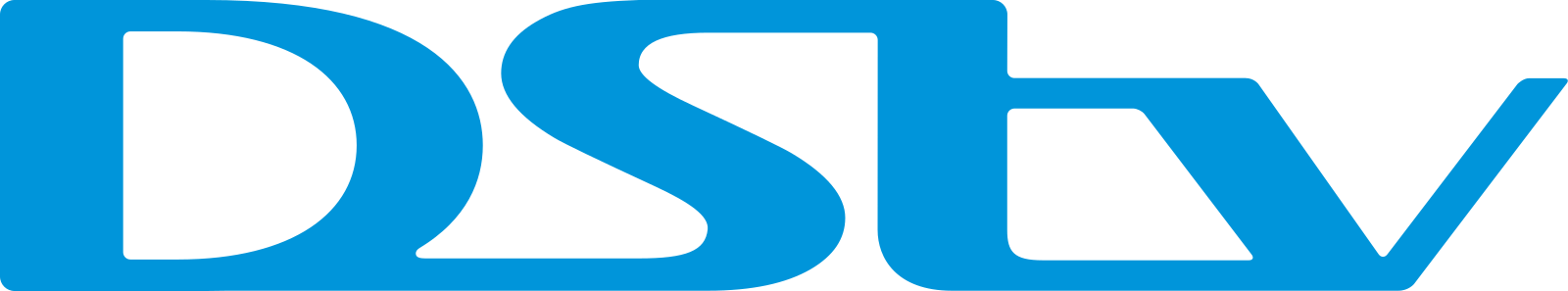 Blue Dstv logo with black background