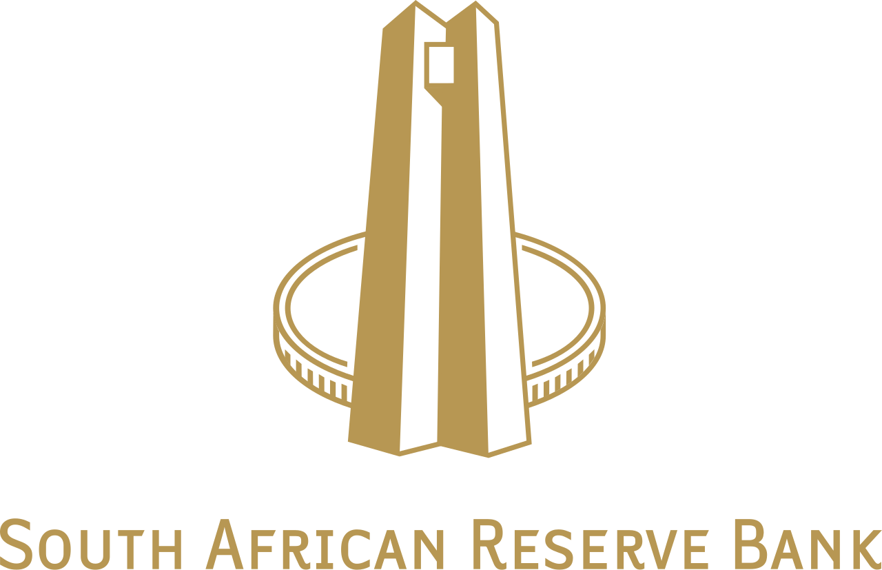 Logo of the South African Reserve Bank featuring a tall, stylized gold tower with a circular platform at its base, with the bank's name below.