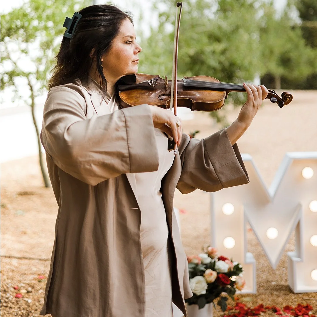 Violinist performing at La Petite Colombe in Franschhoek during a luxury Cape Winelands celebration
