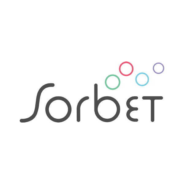 Sorbet logo with four colorful circles and stylized text