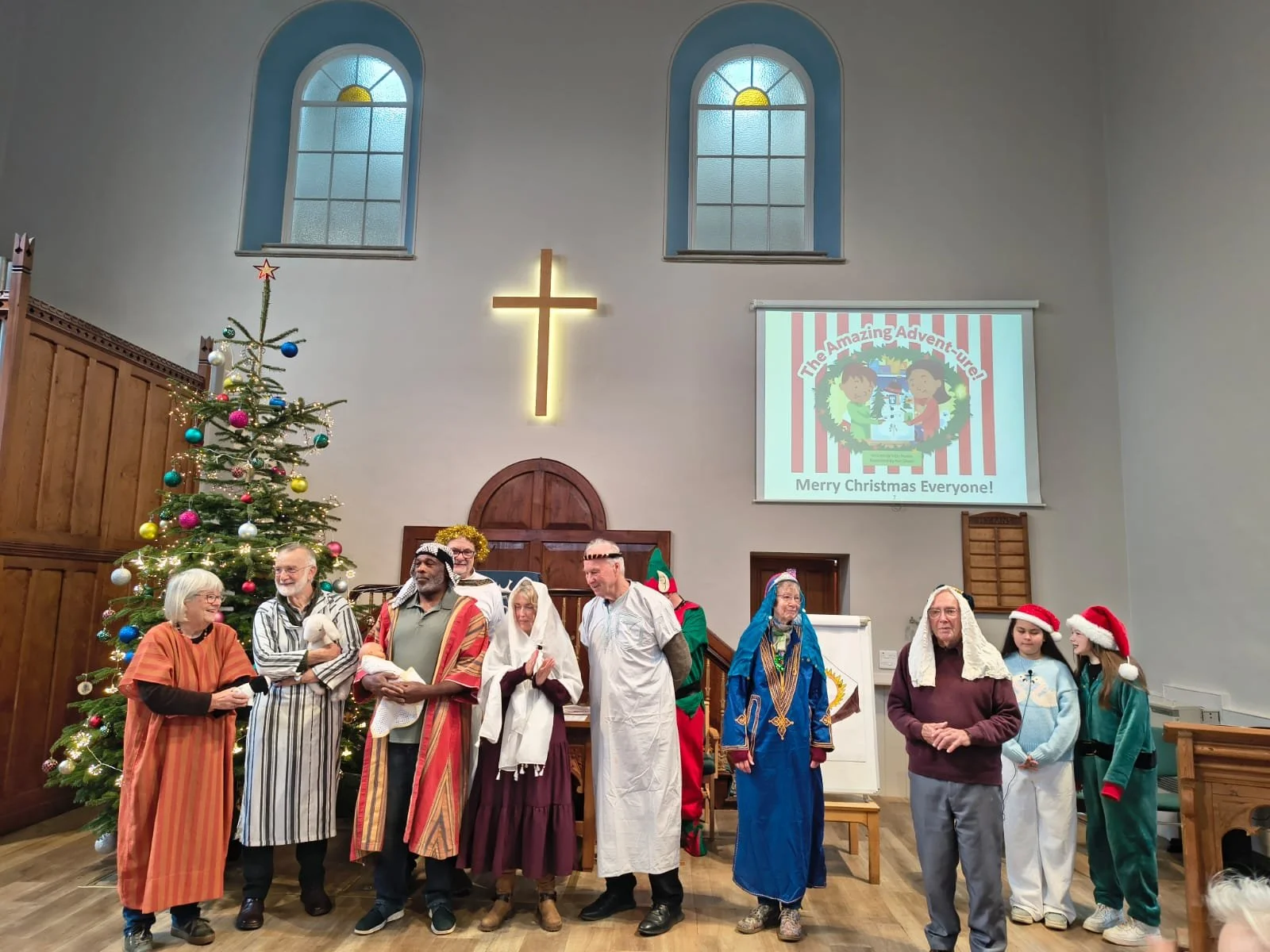 Photo of Christmas play scene in a church