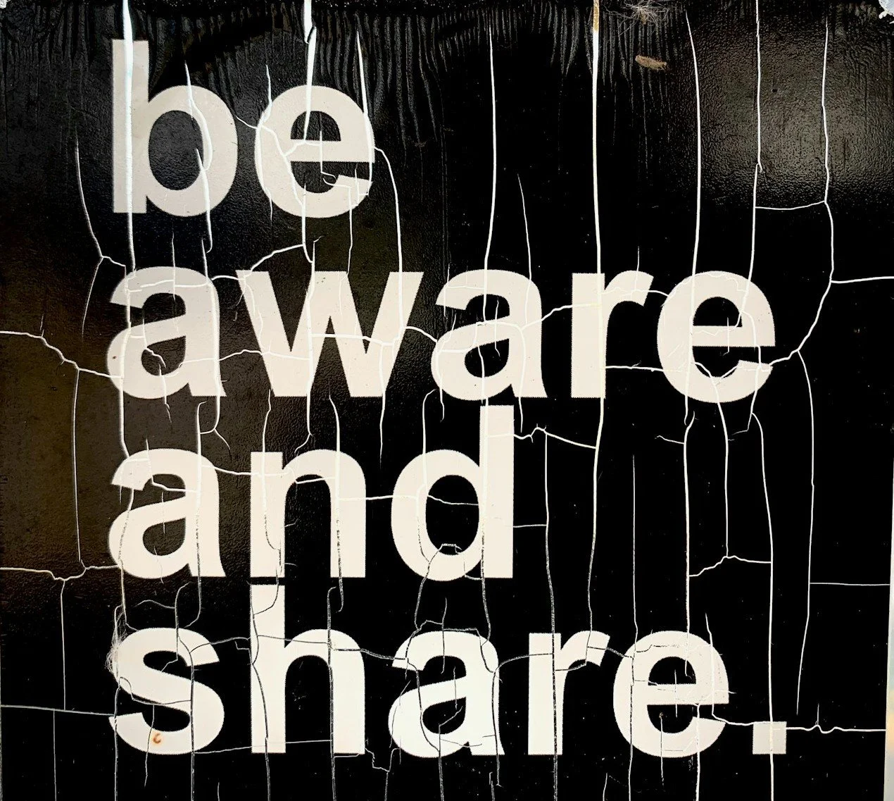 be aware and share text