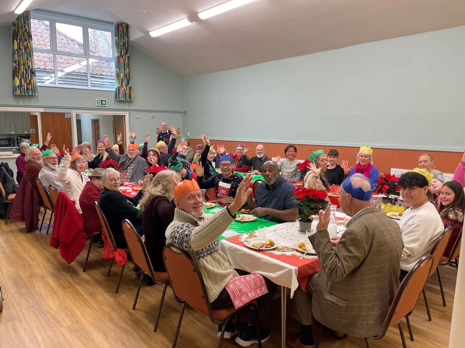 people enjoying a sit down meal