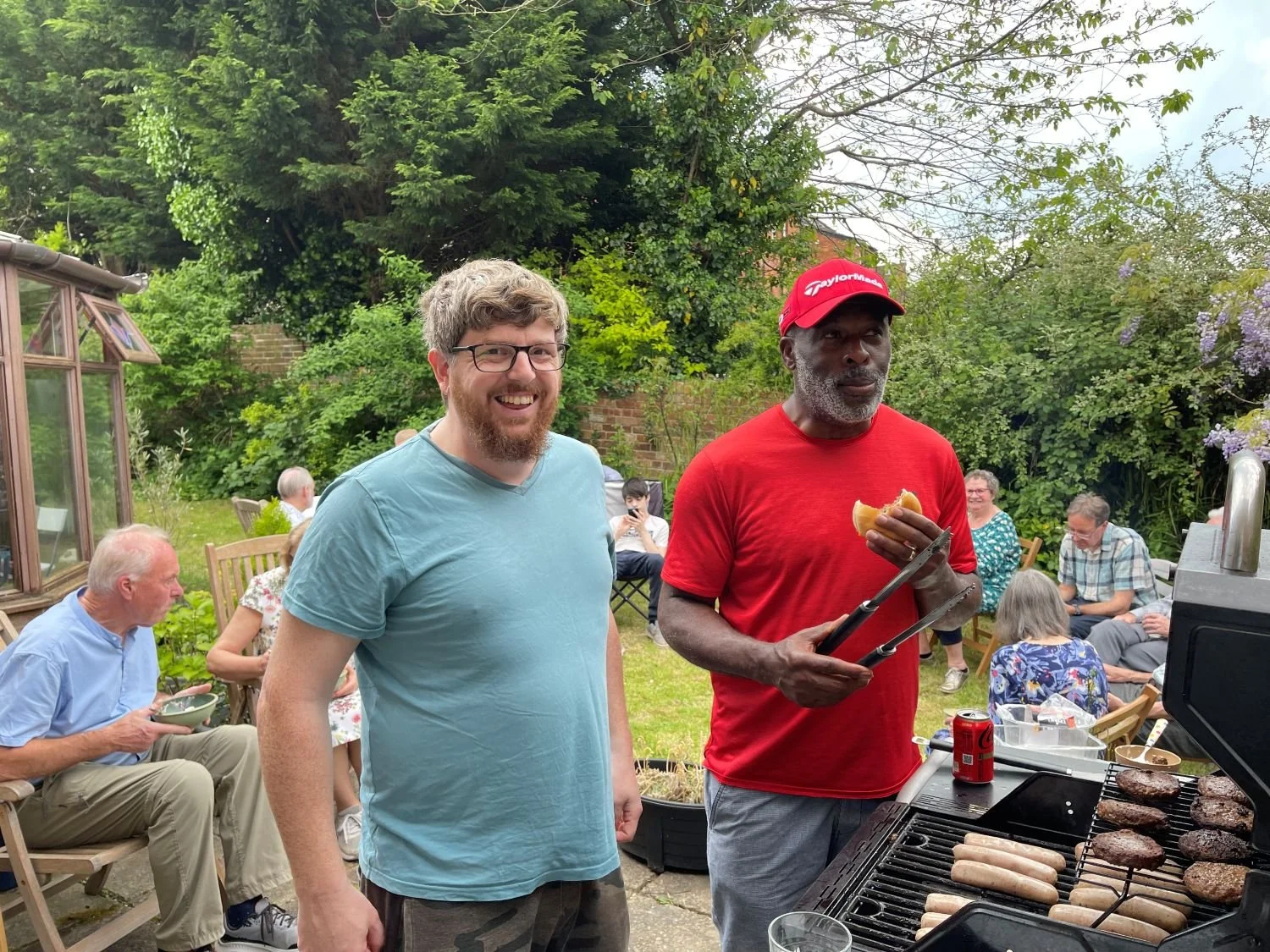 church barbeque including people cooking