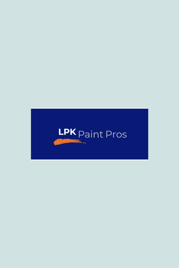 Logo for LPK Paint Pros with blue background and orange brushstroke