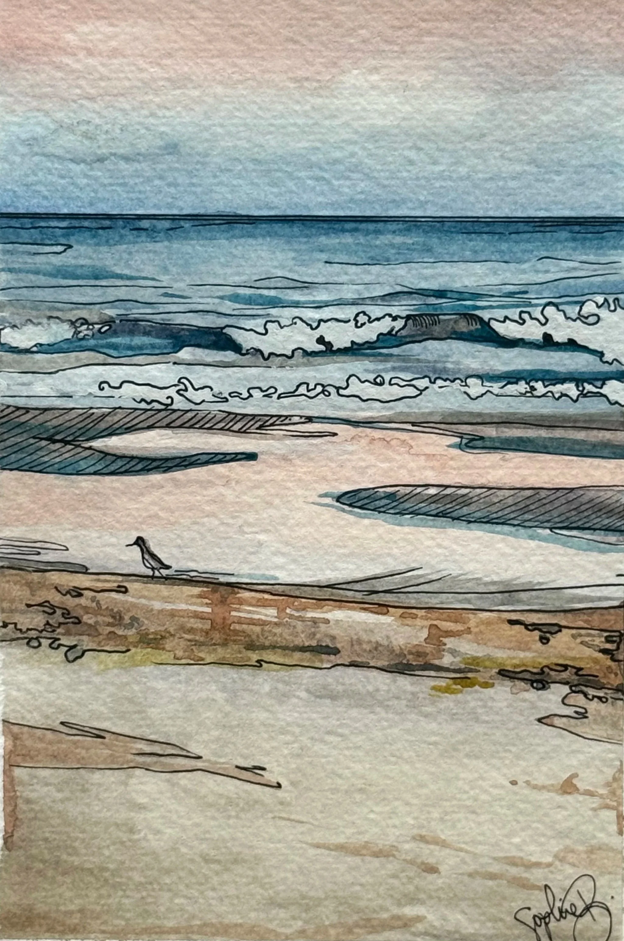 "Kiawah Beach" (5x7in)