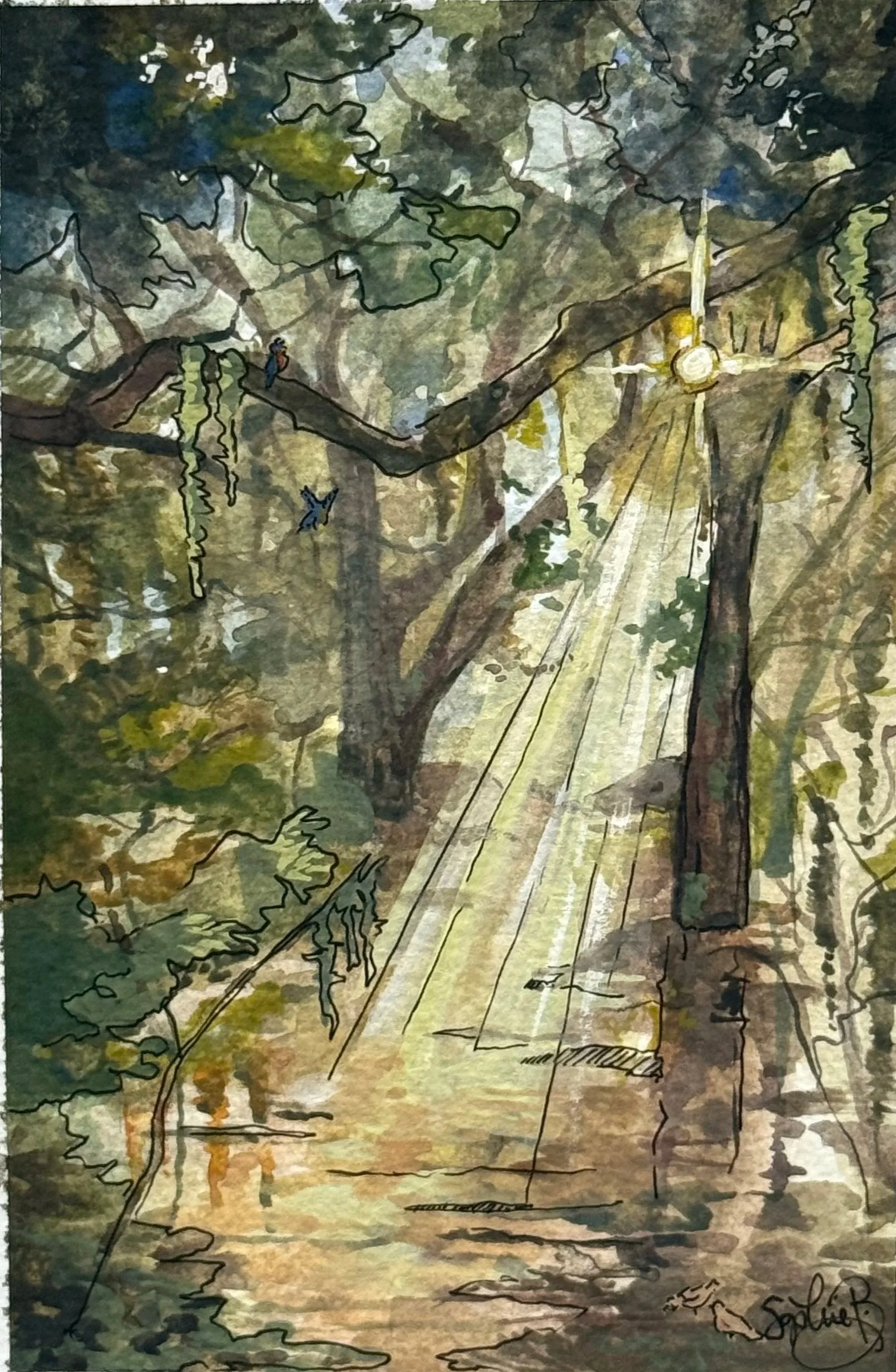 "Swamp Island" (5x7in)