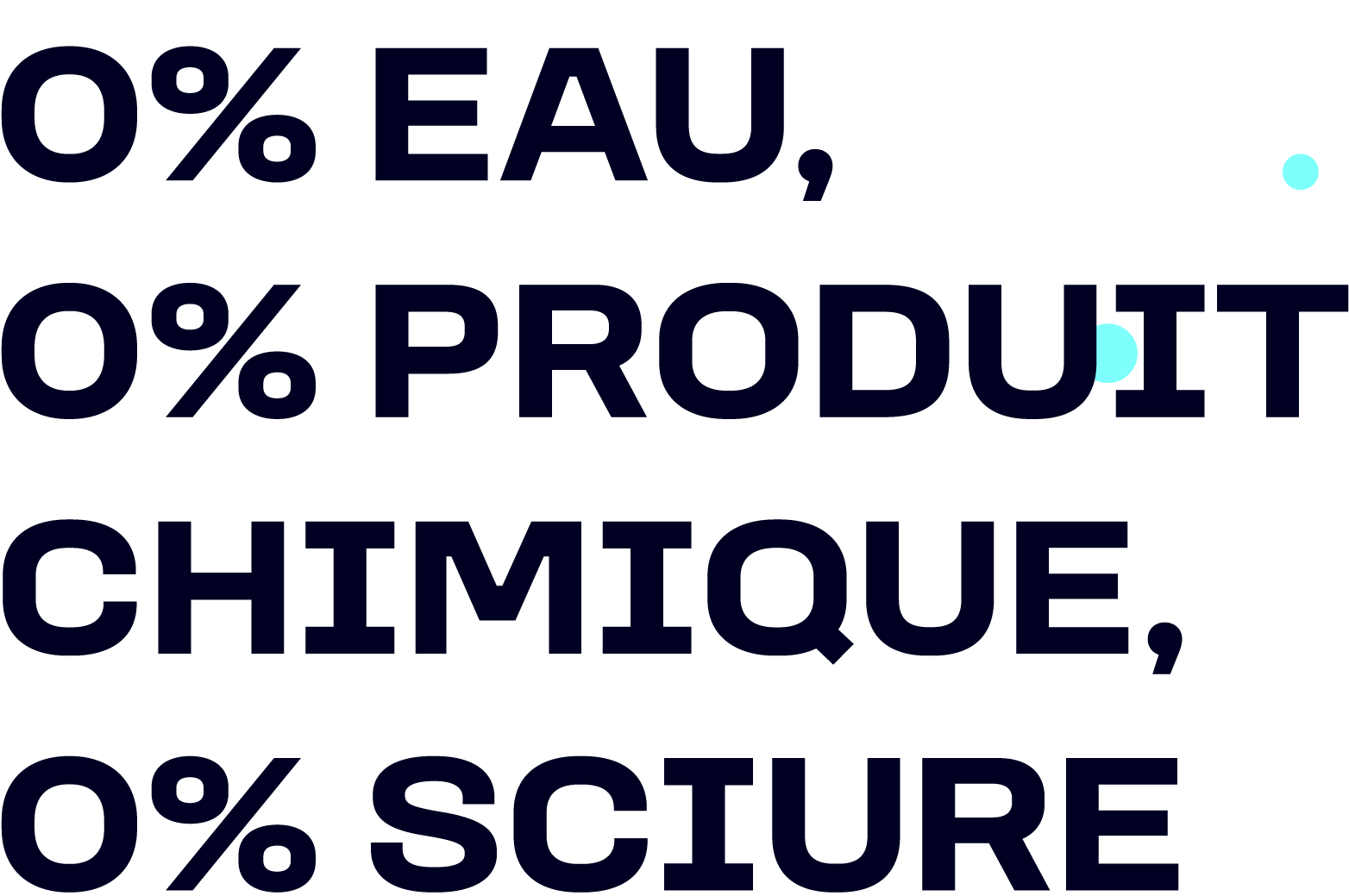 0% eau, 0% produit chimique, 0% sciure