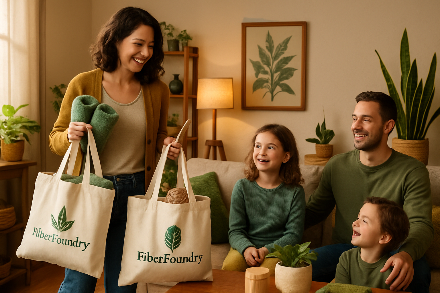 Family choosing hemp and bamboo products to signal demand.